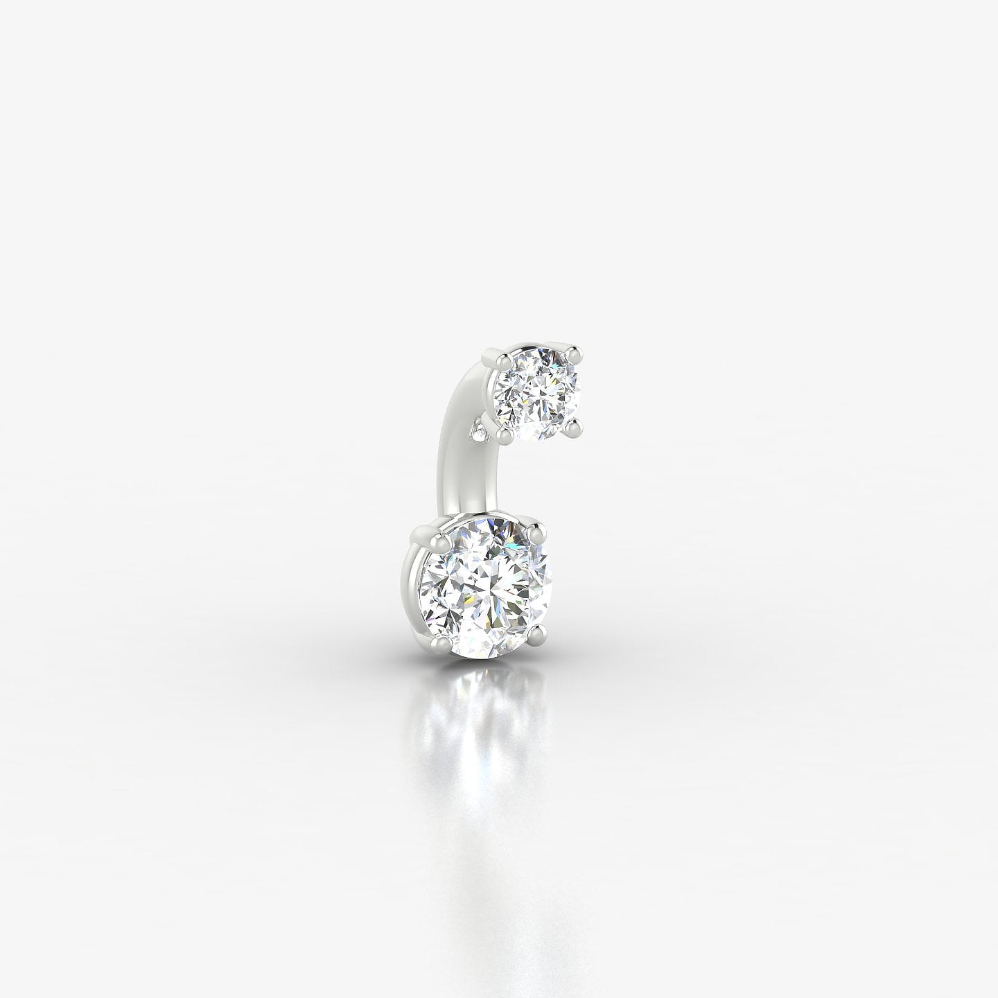 Nut | 18k White Gold 6 mm 4 mm Round Diamond Navel Piercing