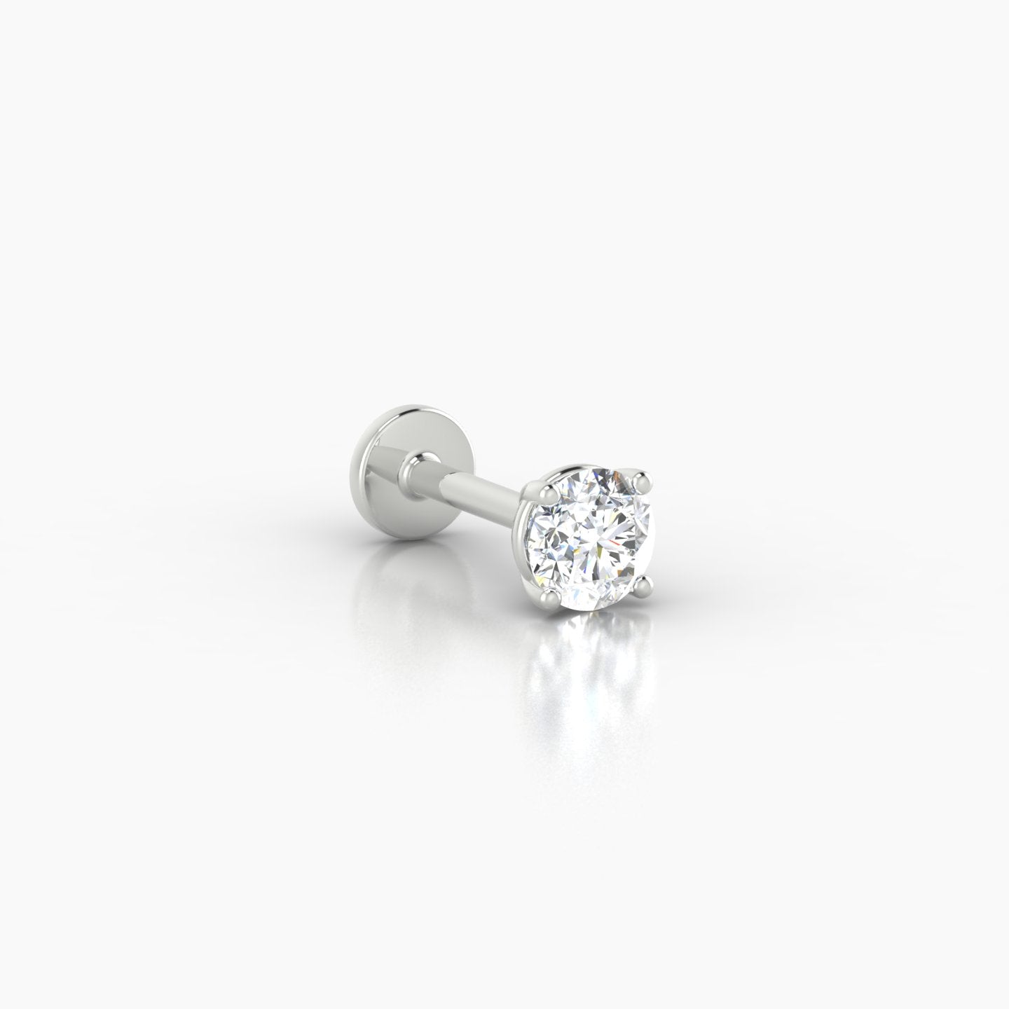 Nut | 18k White Gold 3.8 mm 6.5 mm Round Diamond Nose Piercing