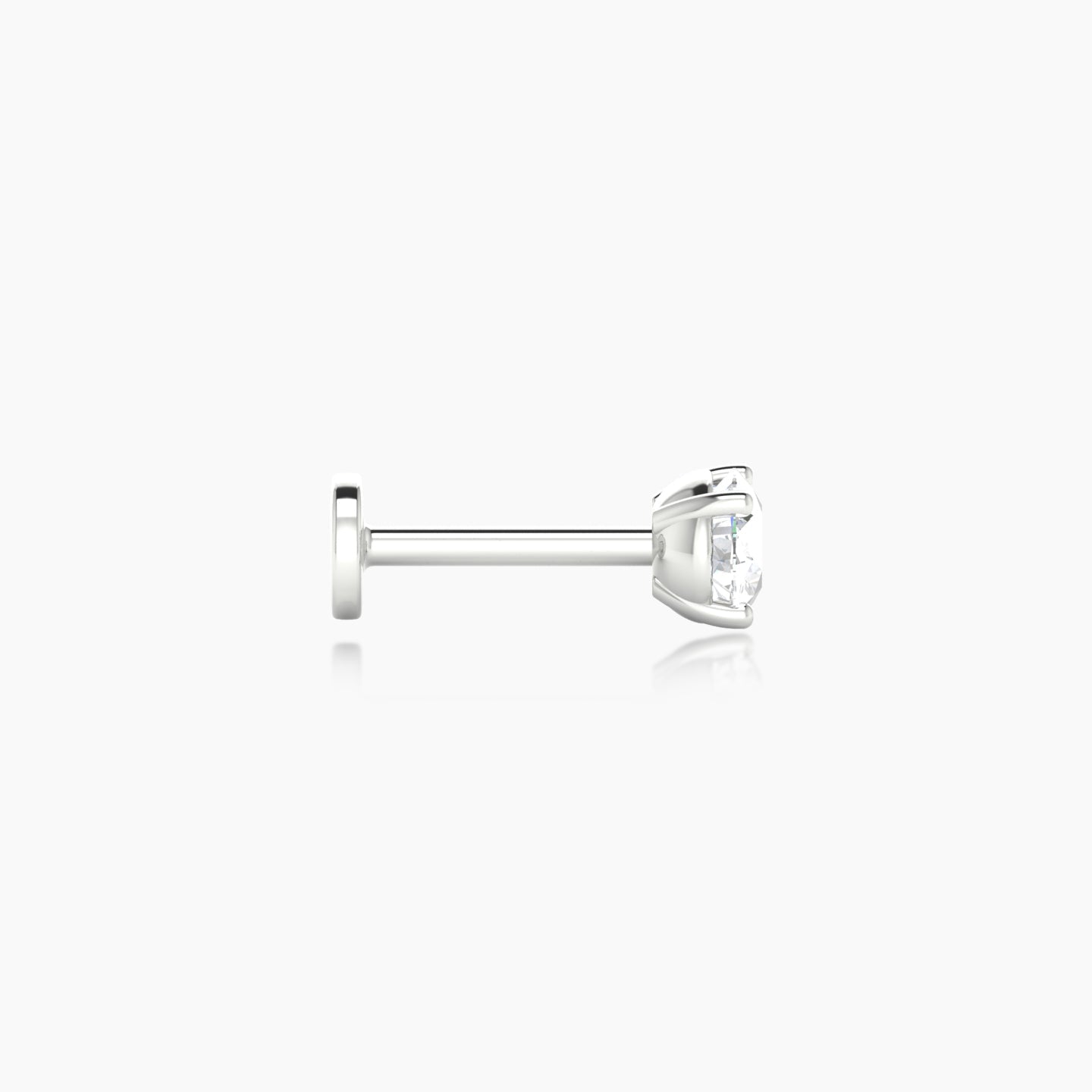 Nut | 18k White Gold 3.8 mm 6.5 mm Round Diamond Nose Piercing