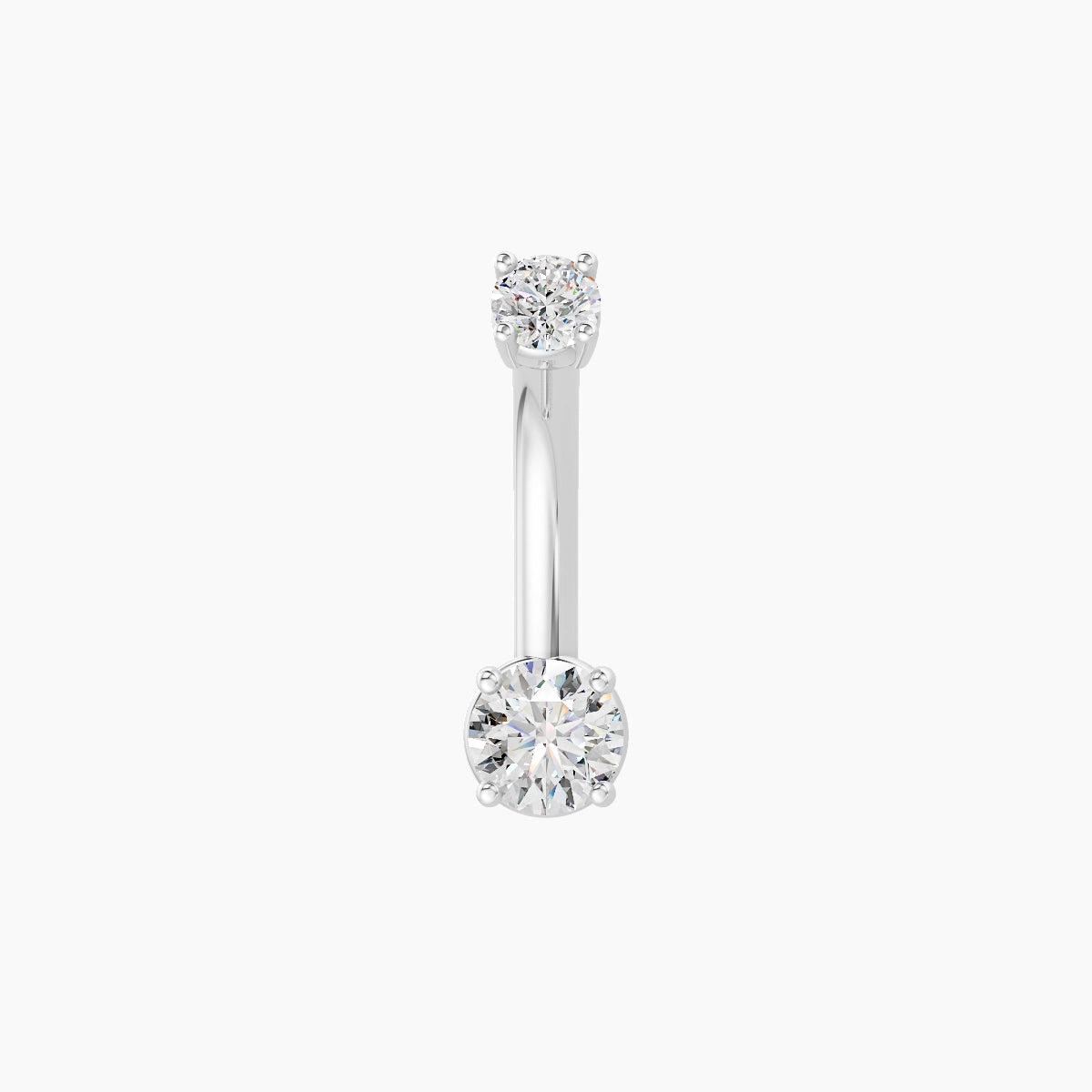 Nut | 18k White Gold 4 mm 8 mm Round Diamond Belly Piercing