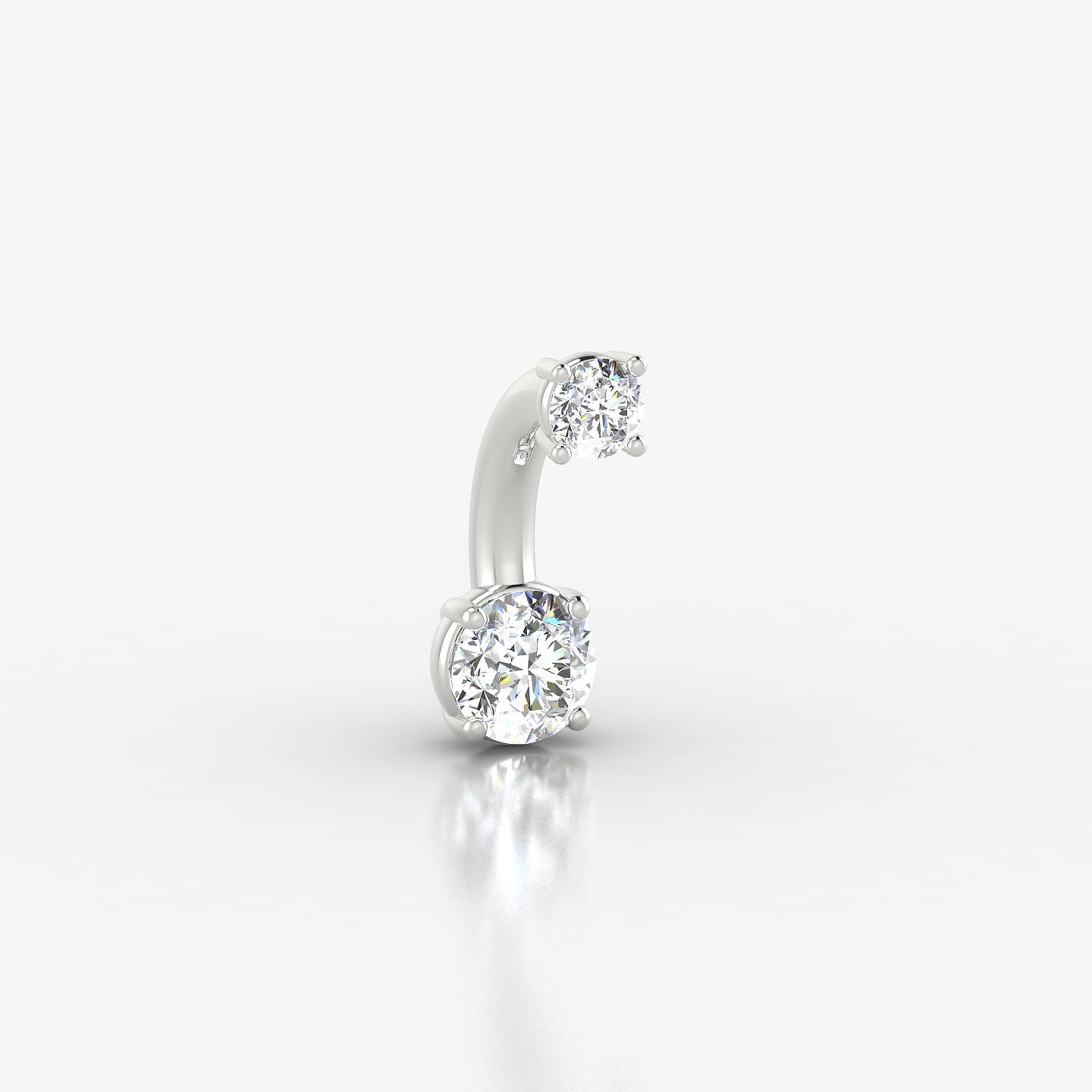 Nut | 18k White Gold 8 mm 4 mm Round Diamond Navel Piercing