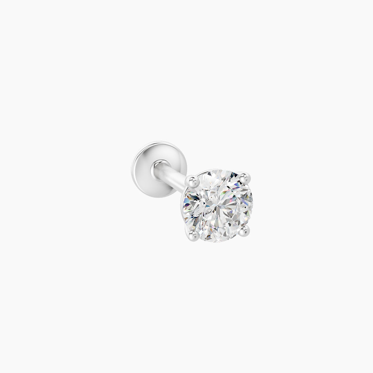 Nut | 18k White Gold 3.8 mm 8 mm Round Diamond Piercing