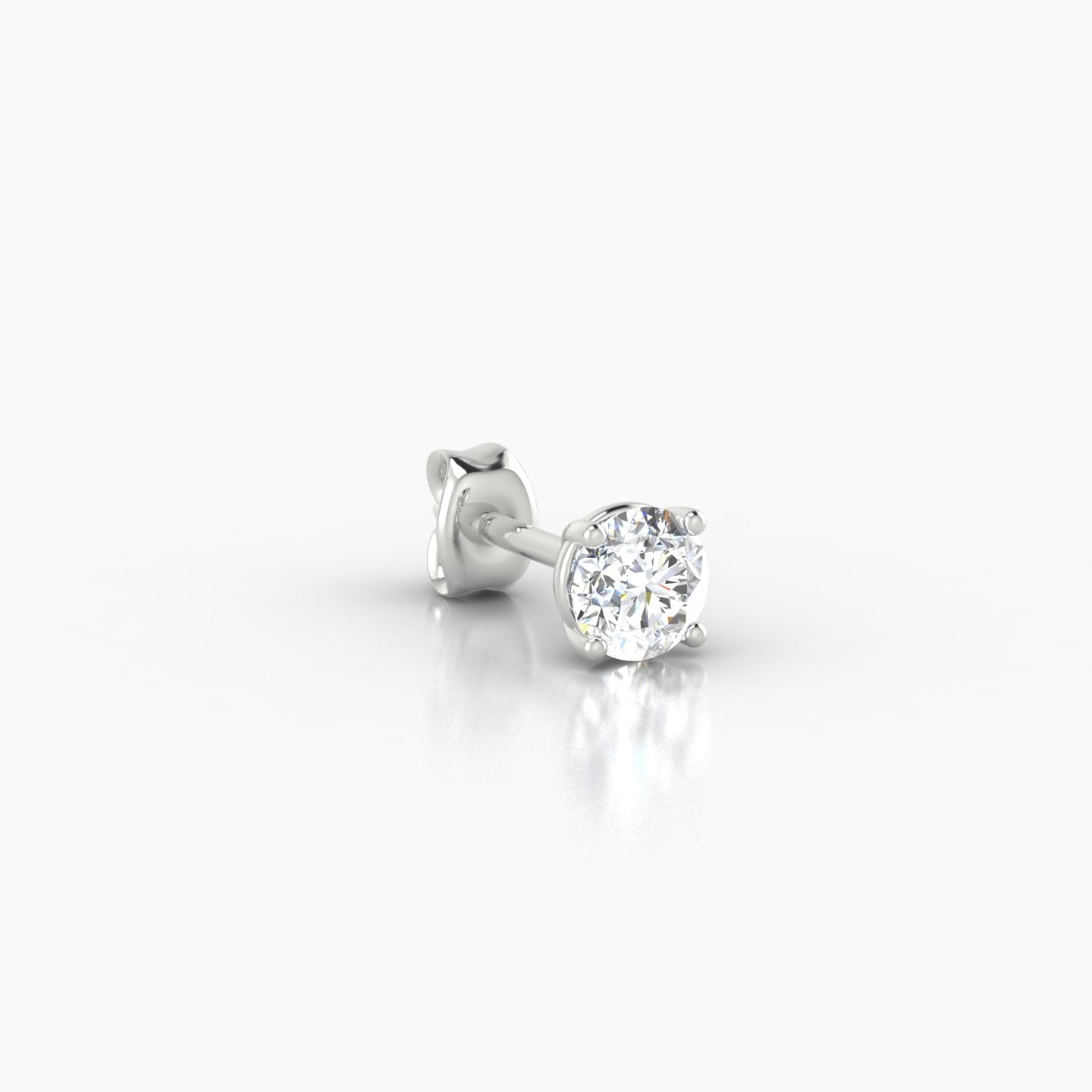 Nut | 18k White Gold 3.8 mm Round Diamond Earring