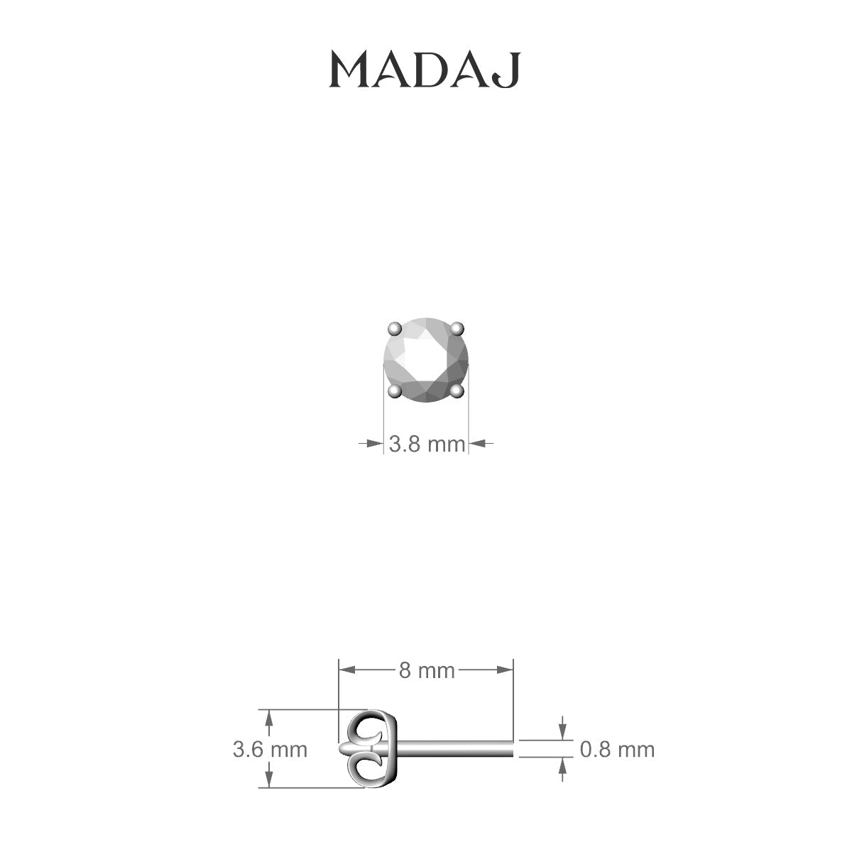 Nut | 18k Yellow Gold 3.8 mm Round Diamond Earring