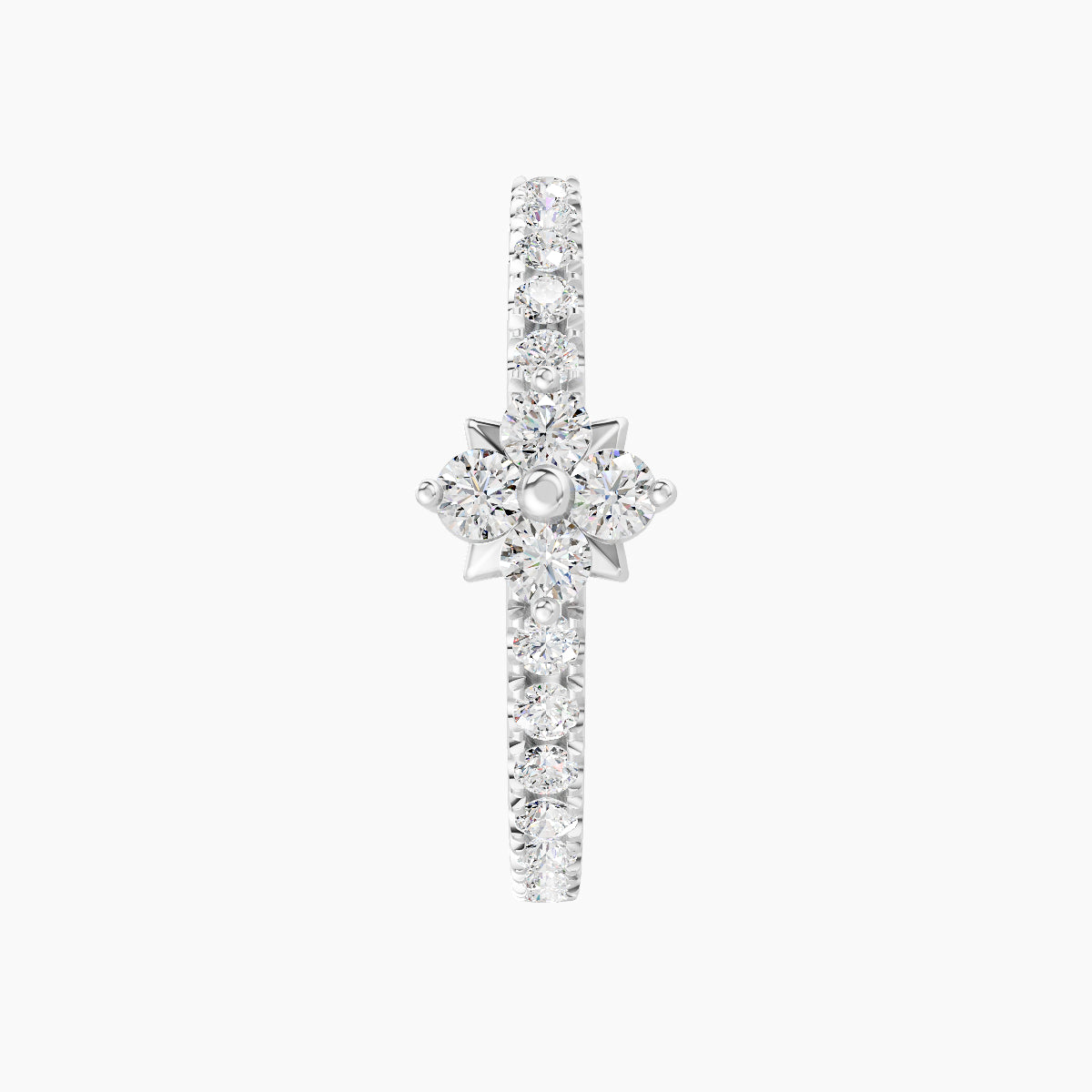 Nymph | 18k White Gold 11 mm Flower Diamond Hoop Piercing