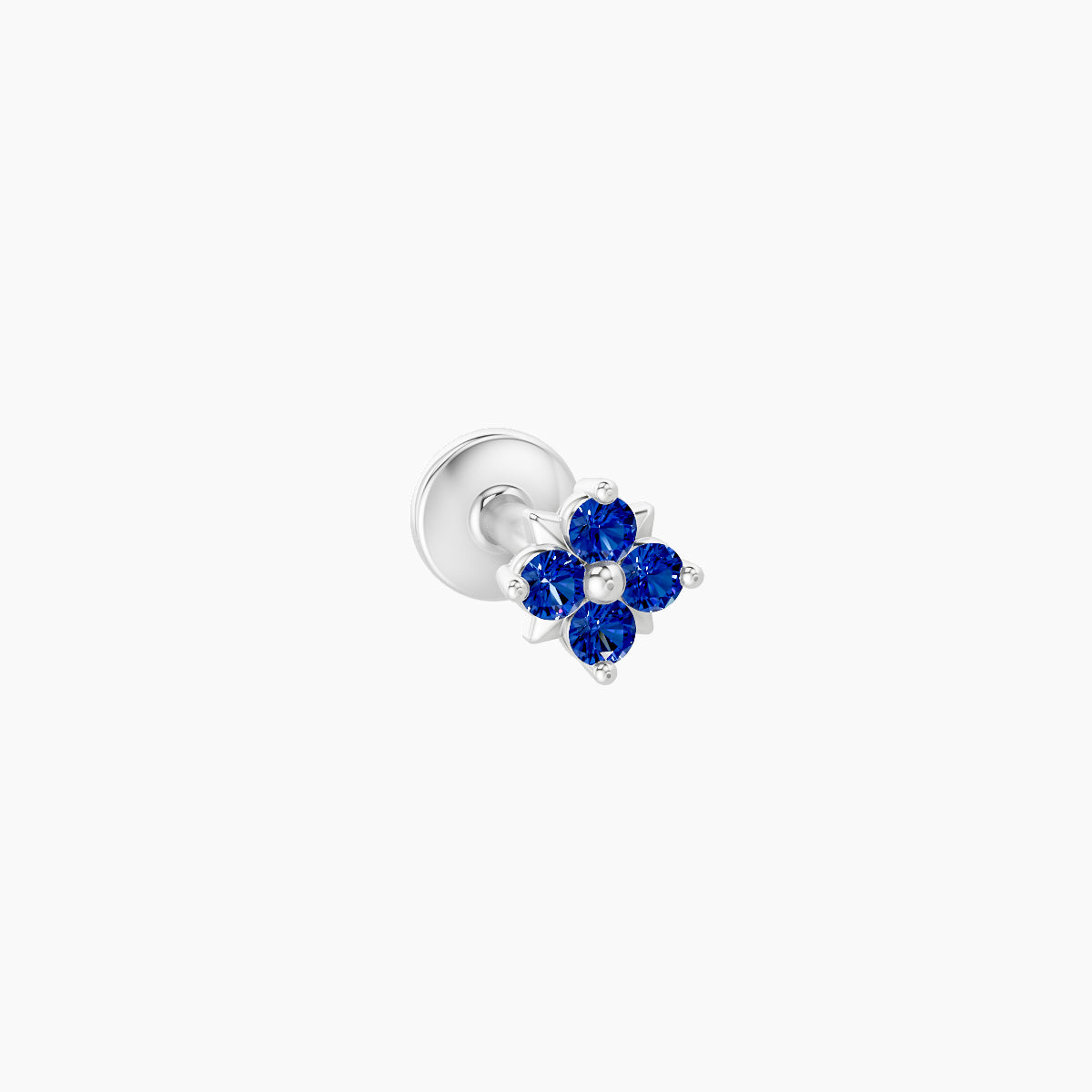 Nymph | 18k White Gold 5 mm 4 mm Flower Sapphire Nose Piercing