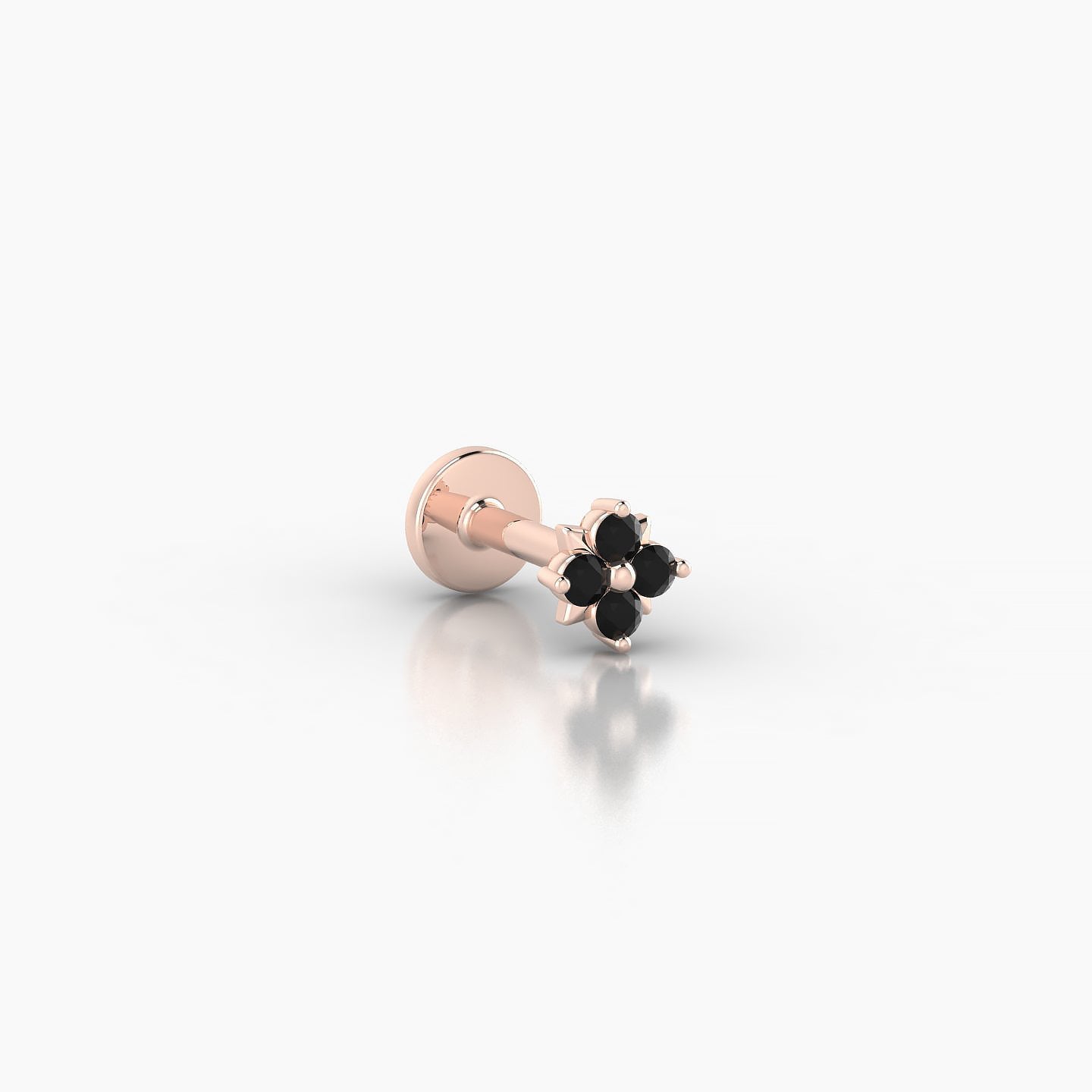 Nymph | 18k Rose Gold 5 mm 4 mm Flower Black Diamond Nose Piercing