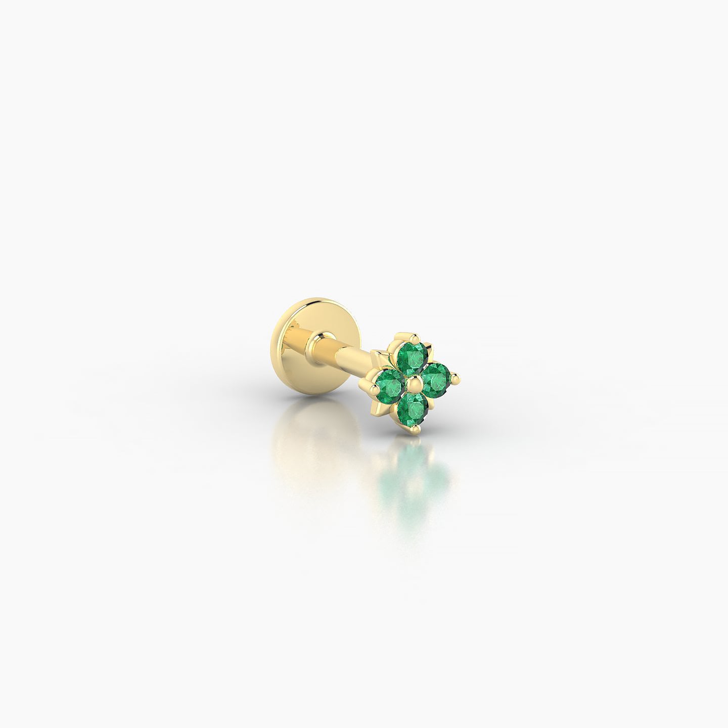Nymph | 18k Yellow Gold 5 mm 4 mm Flower Emerald Nose Piercing