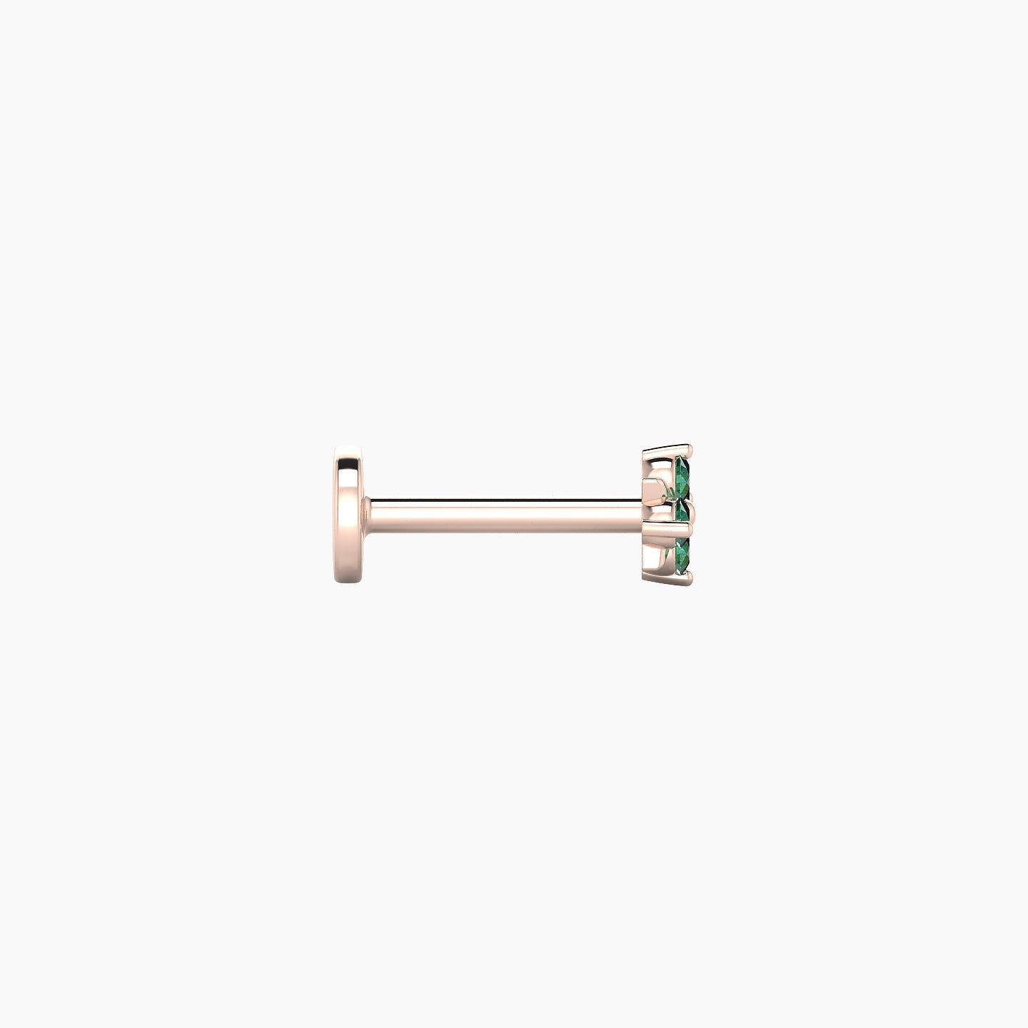 Nymph | 18k Rose Gold 6.5 mm 4 mm Flower Emerald Nose Piercing