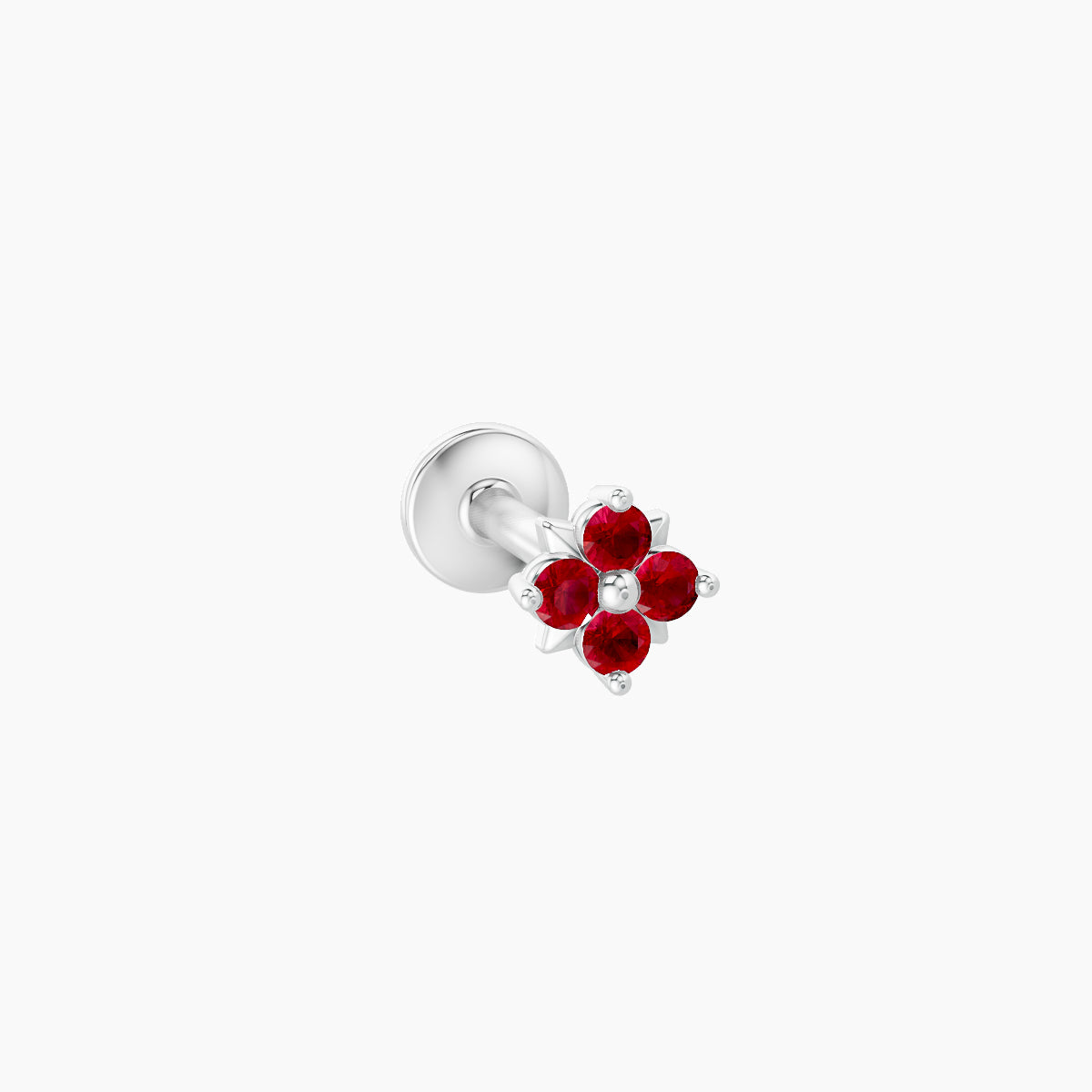 Nymph | 18k White Gold 6.5 mm 4 mm Flower Ruby Piercing