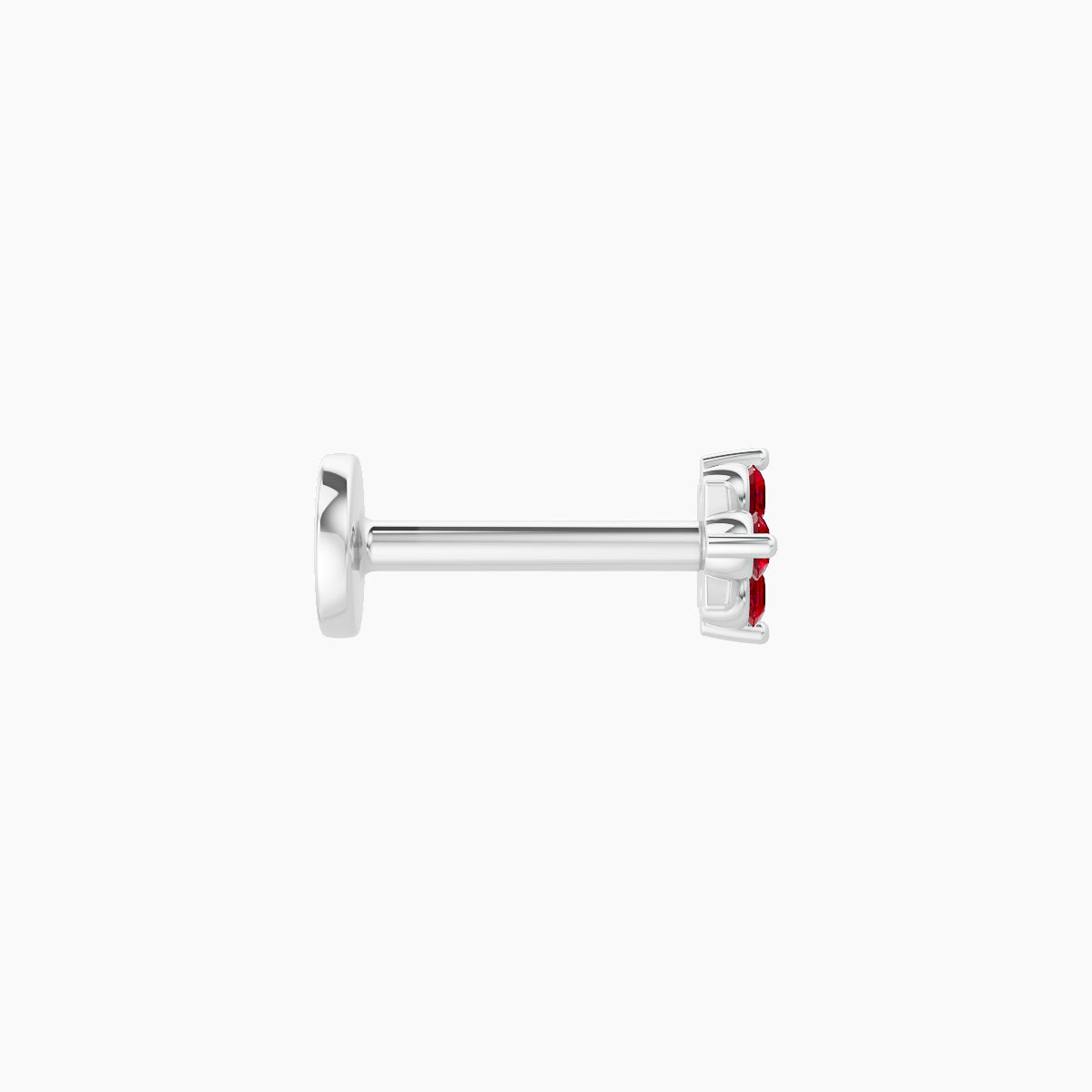 Nymph | 18k White Gold 8 mm 4 mm Flower Ruby Nose Piercing