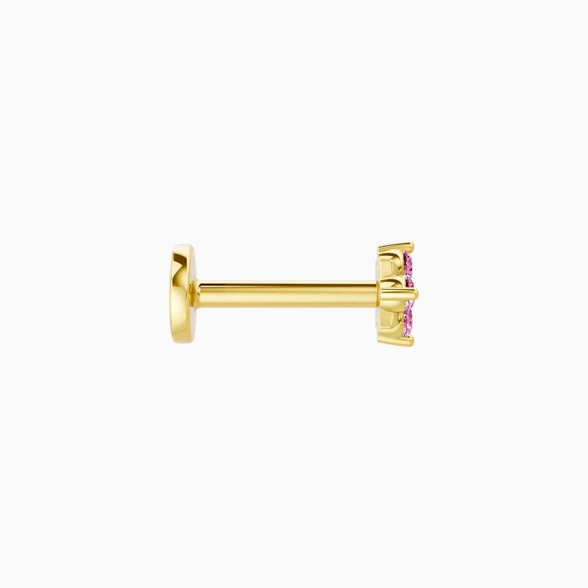Nymph | 18k Yellow Gold 8 mm 4 mm Flower Pink Sapphire Nose Piercing