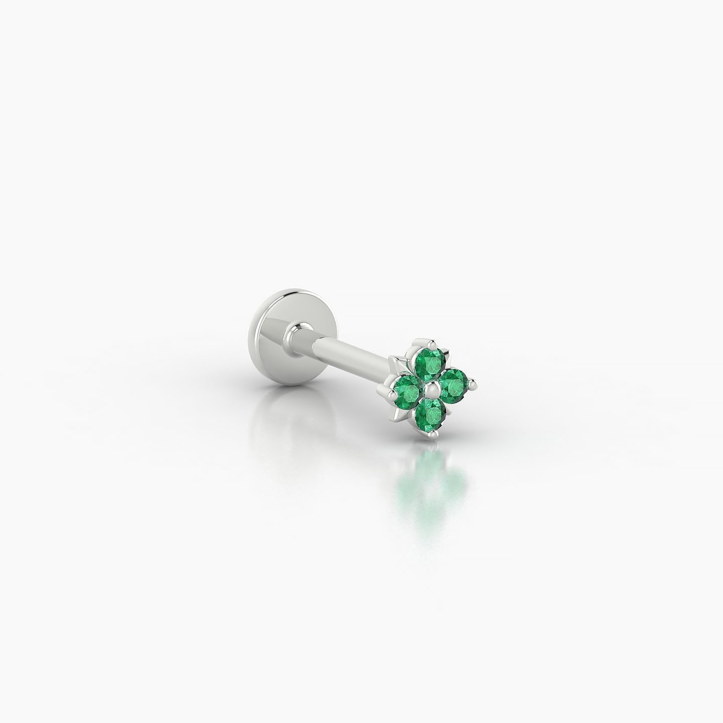 Nymph | 18k White Gold 8 mm 4 mm Flower Emerald Nose Piercing