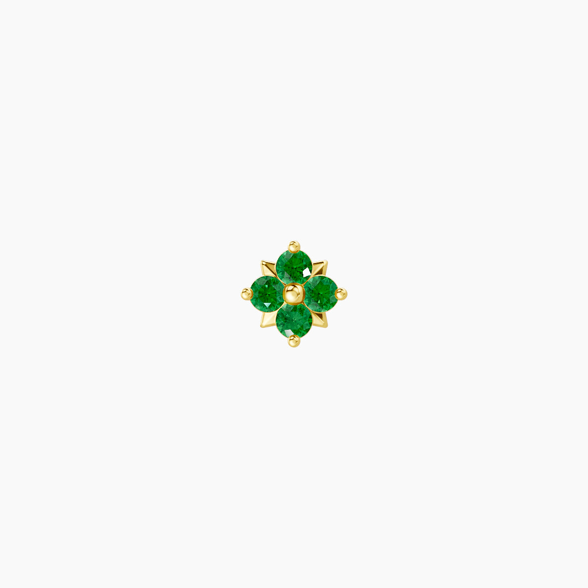 Nymph | 18k Yellow Gold 8 mm 4 mm Flower Emerald Piercing
