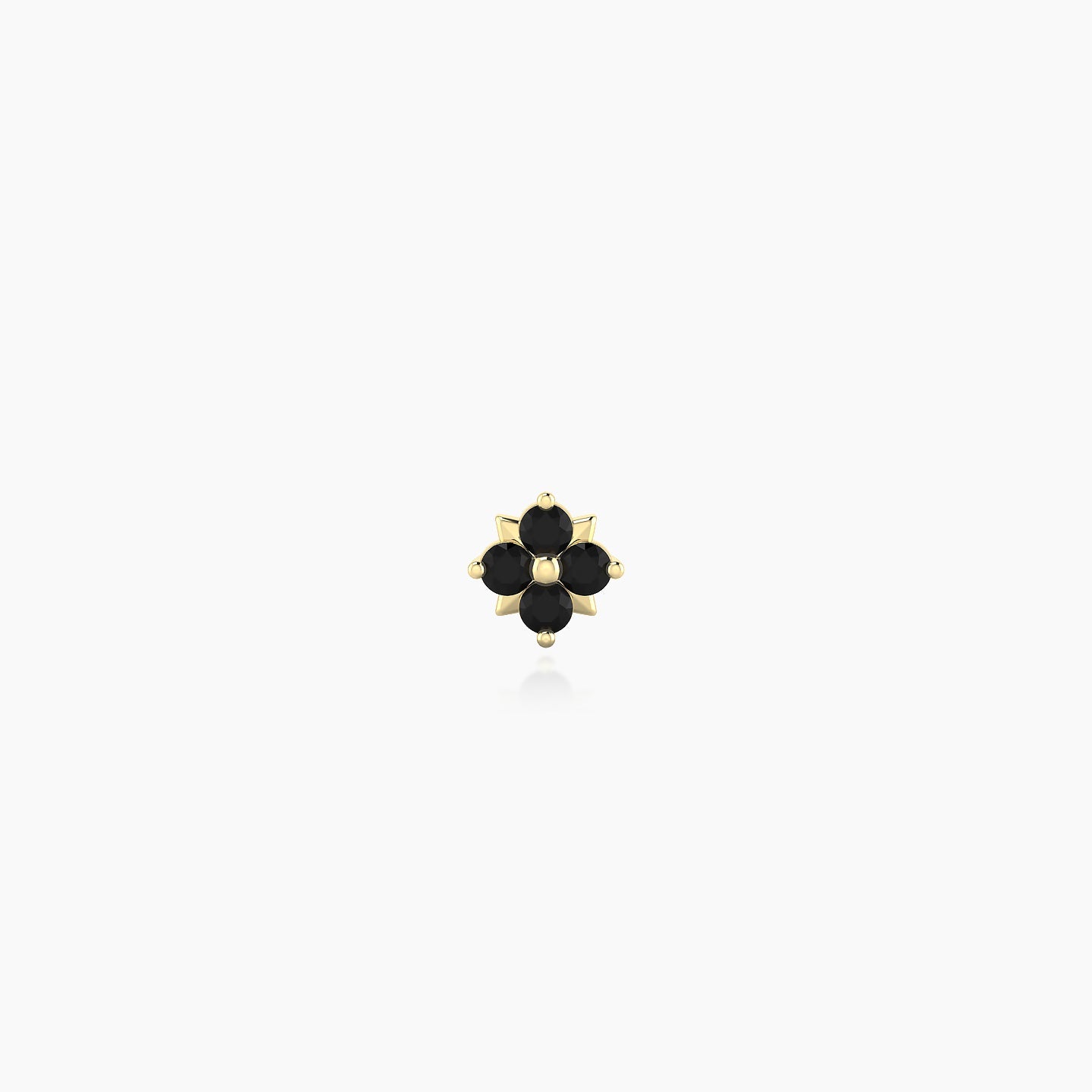 Nymph | 18k Yellow Gold 8 mm 4 mm Flower Black Diamond Piercing