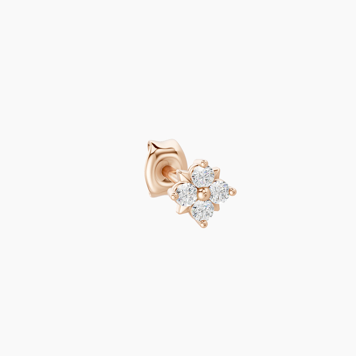 Nymph | 18k Rose Gold 4 mm Flower Diamond Earring
