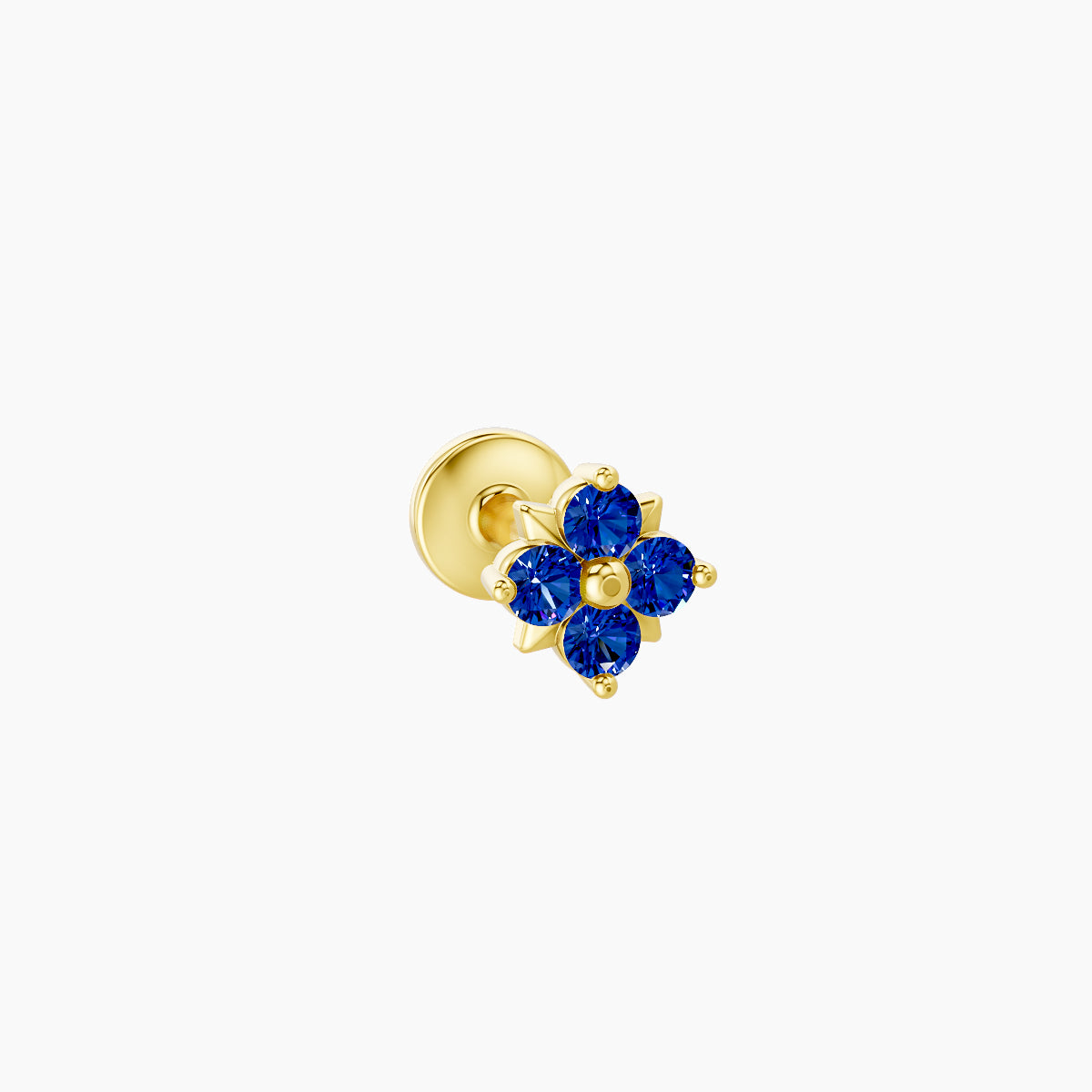 Nymph | 18k Yellow Gold 5 mm 4.5 mm Flower Sapphire Nose Piercing