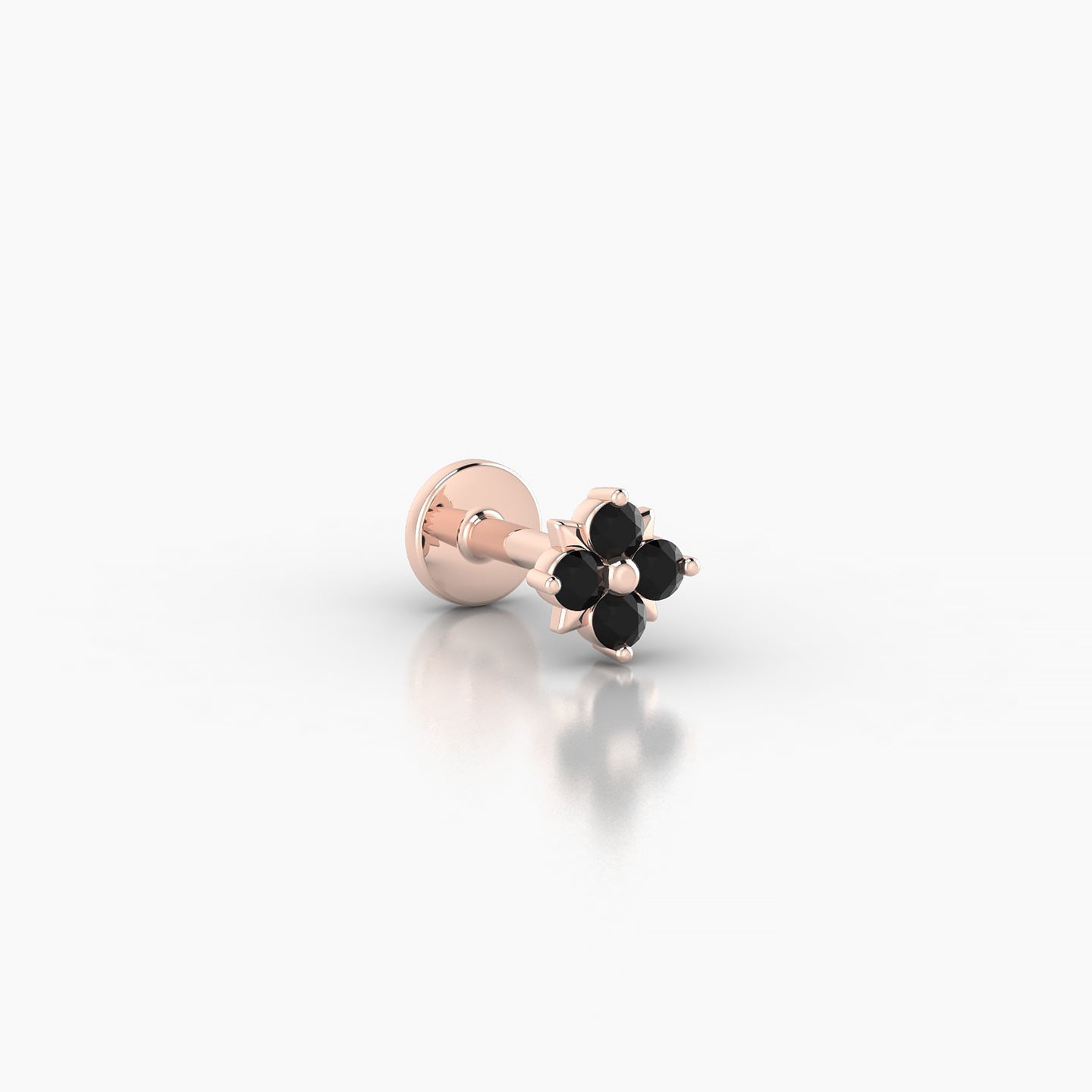 Nymph | 18k Rose Gold 5 mm 4.5 mm Flower Black Diamond Nose Piercing