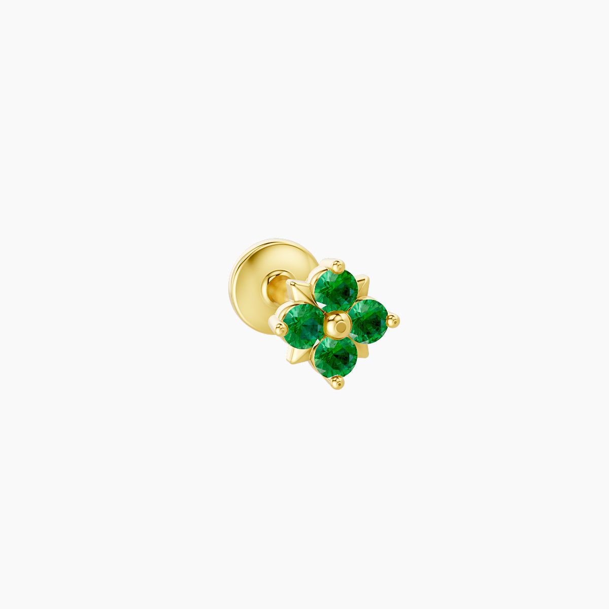 Nymph | 18k Yellow Gold 5 mm 4.5 mm Flower Emerald Piercing