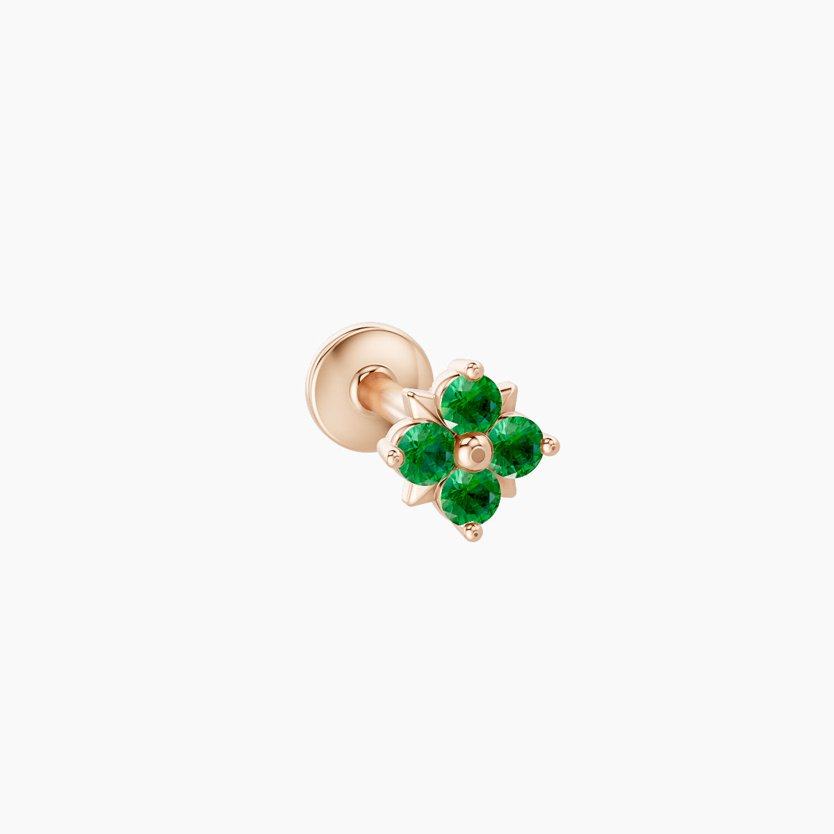 Nymph | 18k Rose Gold 6.5 mm 4.5 mm Flower Emerald Nose Piercing