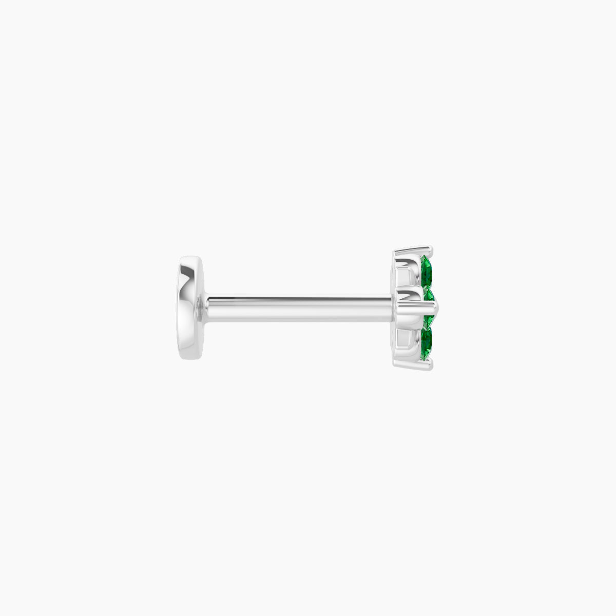 Nymph | 18k White Gold 6.5 mm 4.5 mm Flower Emerald Nose Piercing