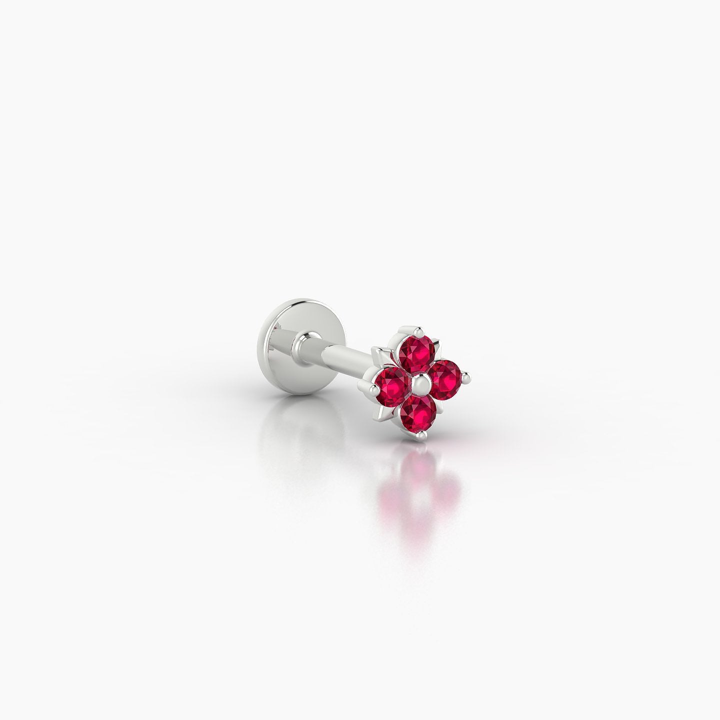 Nymph | 18k White Gold 6.5 mm 4.5 mm Flower Ruby Nose Piercing