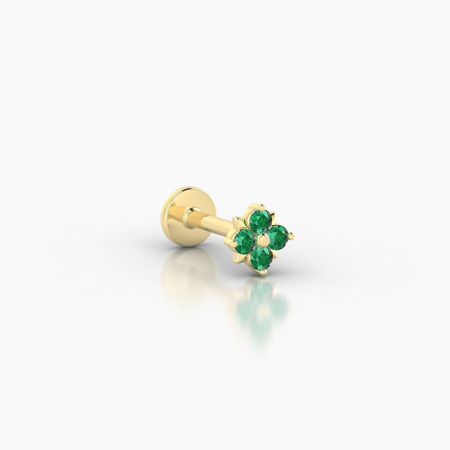 Nymph | 18k Yellow Gold 6.5 mm 4.5 mm Flower Emerald Nose Piercing
