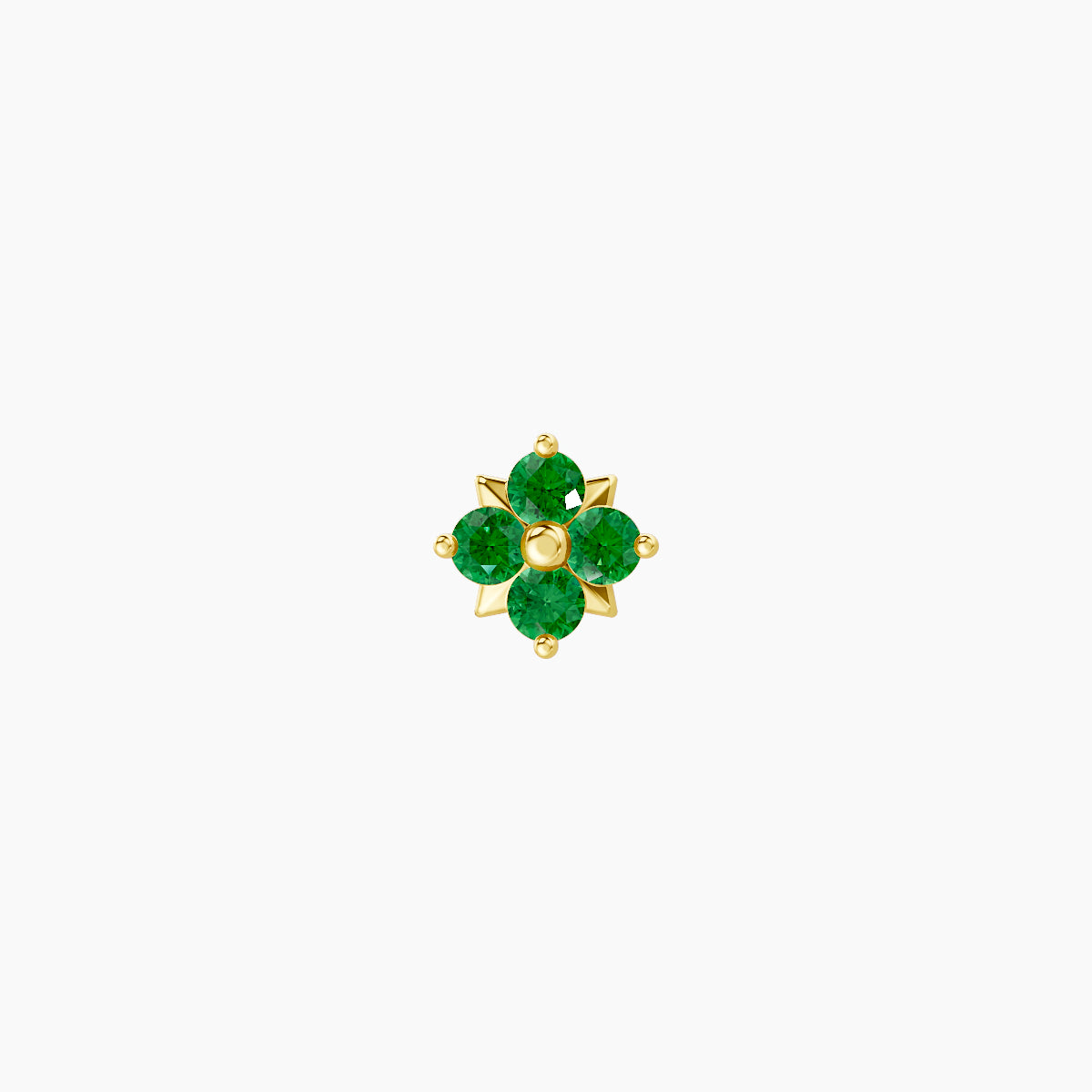 Nymph | 18k Yellow Gold 6.5 mm 4.5 mm Flower Emerald Piercing
