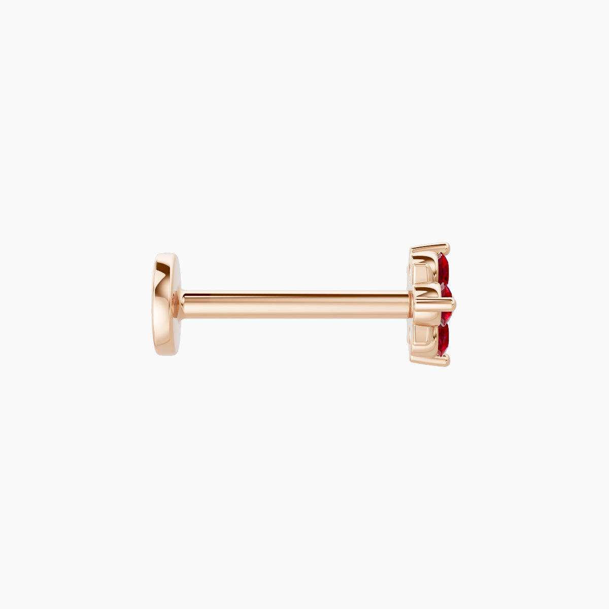 Nymph | 18k Rose Gold 8 mm 4.5 mm Flower Ruby Nose Piercing