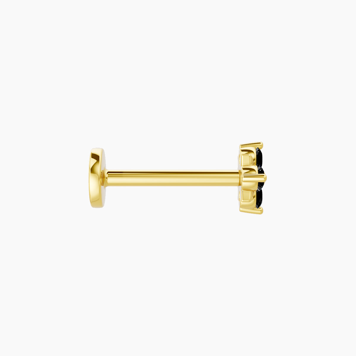 Nymph | 18k Yellow Gold 8 mm 4.5 mm Flower Black Diamond Nose Piercing
