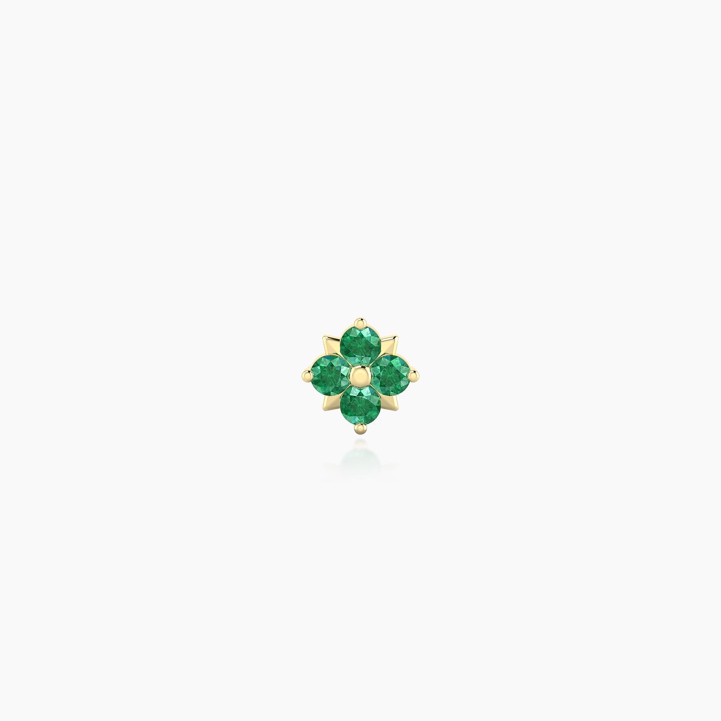 Nymph | 18k Yellow Gold 8 mm 4.5 mm Flower Emerald Nose Piercing