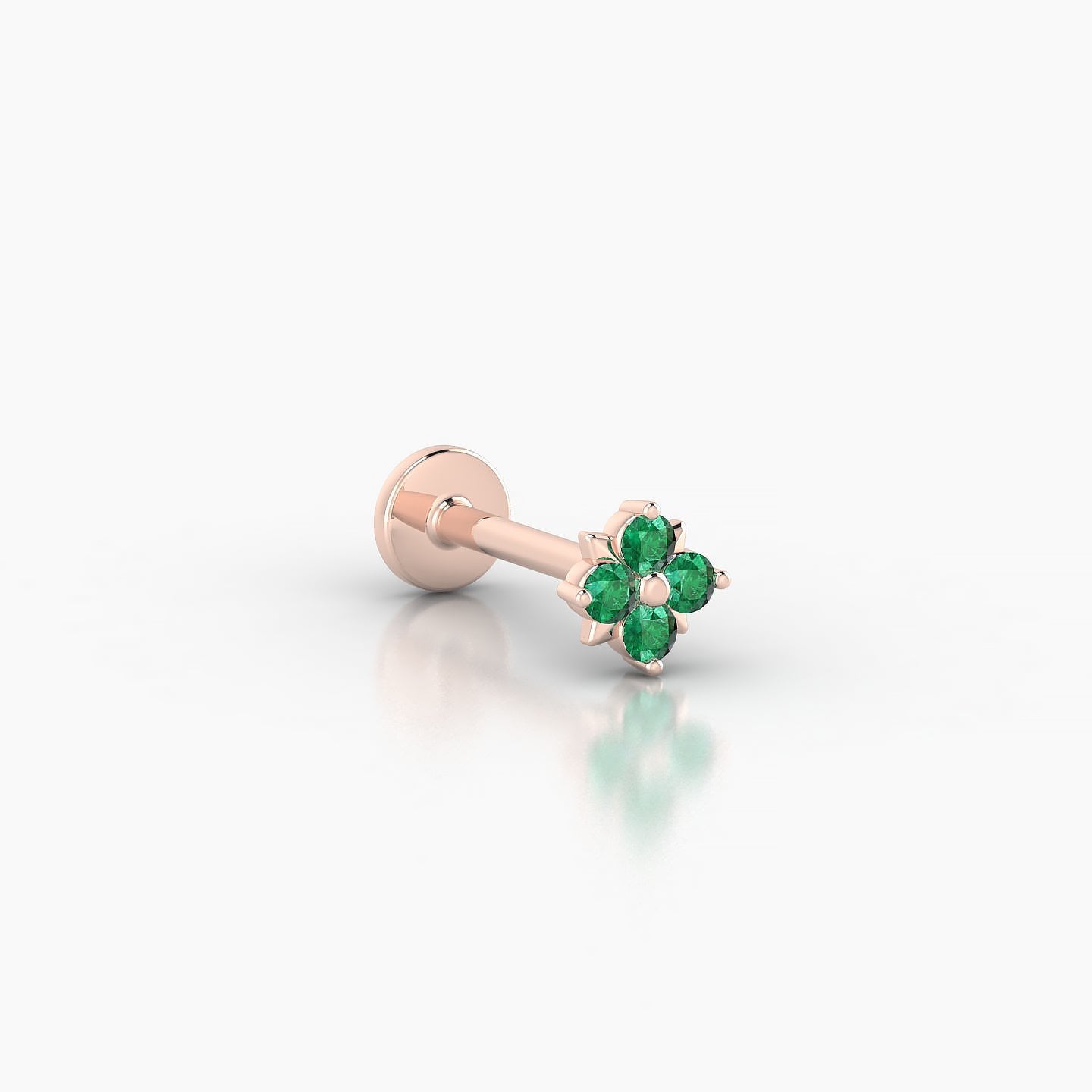 Nymph | 18k Rose Gold 8 mm 4.5 mm Flower Emerald Nose Piercing