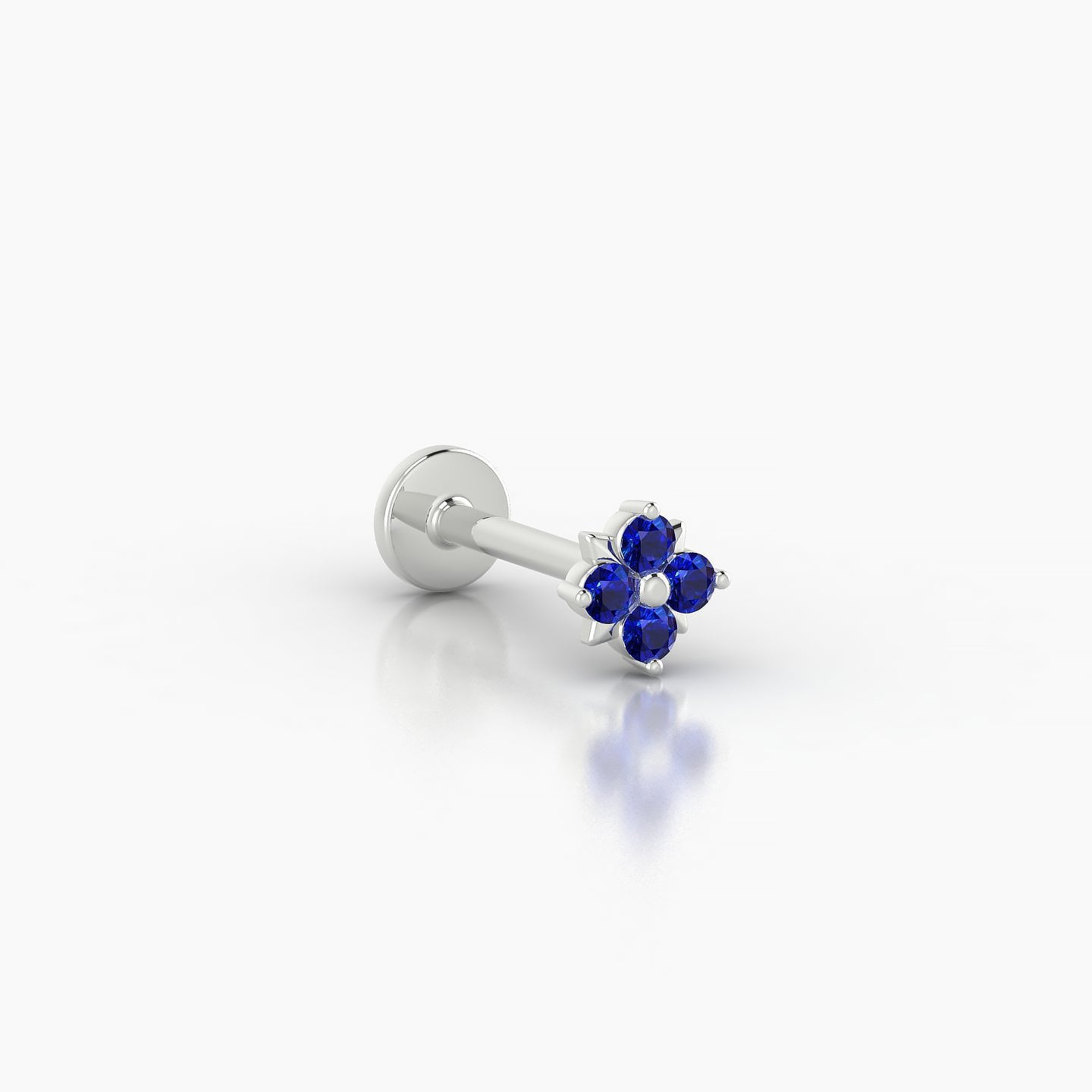 Nymph | 18k White Gold 8 mm 4.5 mm Flower Sapphire Nose Piercing