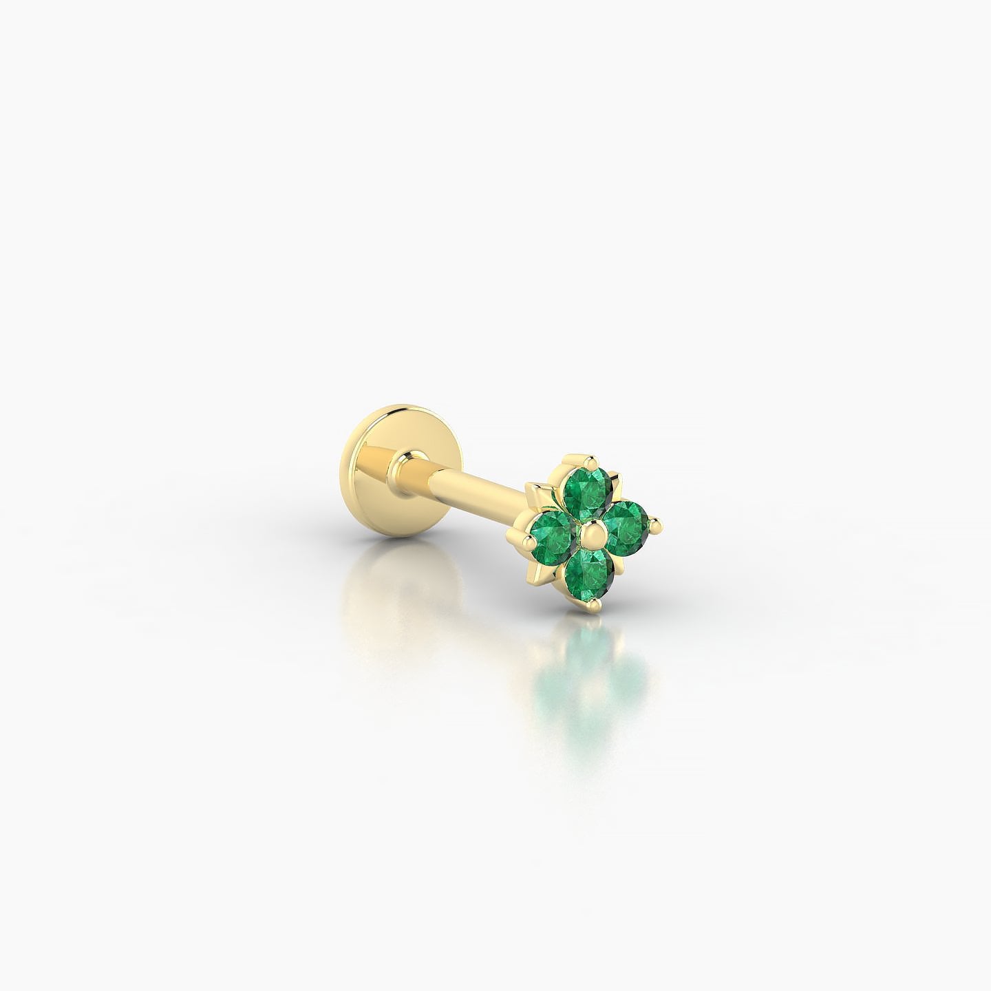 Nymph | 18k Yellow Gold 8 mm 4.5 mm Flower Emerald Nose Piercing
