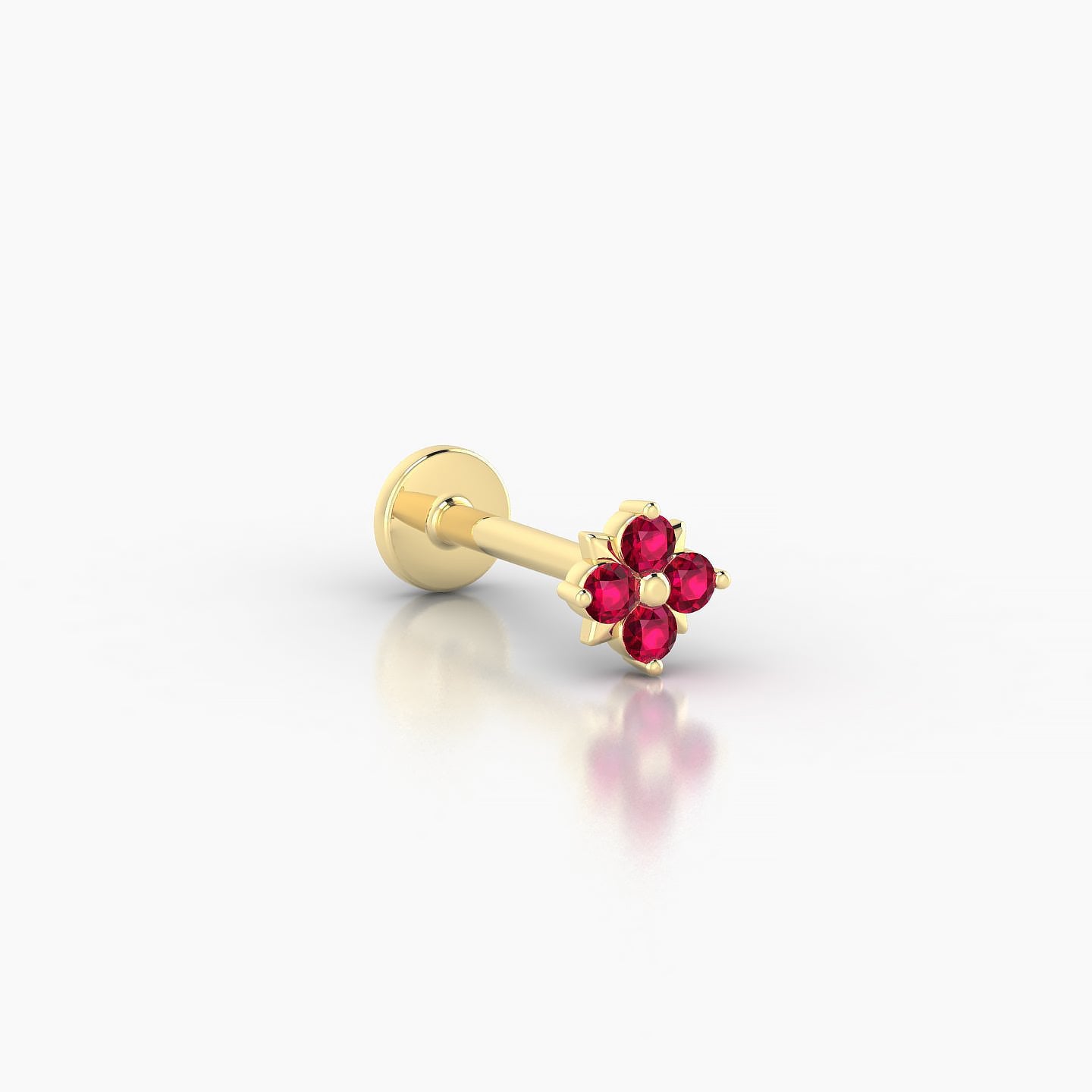 Nymph | 18k Yellow Gold 8 mm 4.5 mm Flower Ruby Nose Piercing