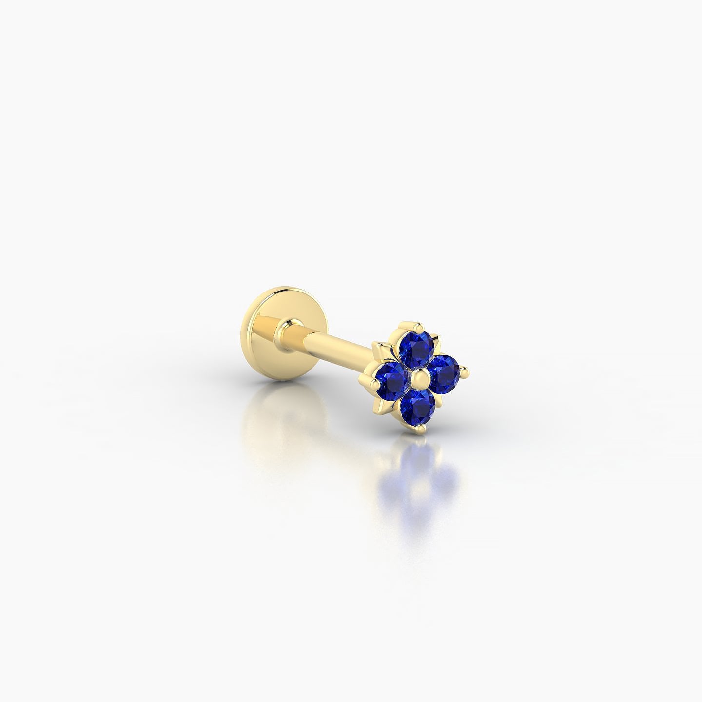Nymph | 18k Yellow Gold 8 mm 4.5 mm Flower Sapphire Nose Piercing