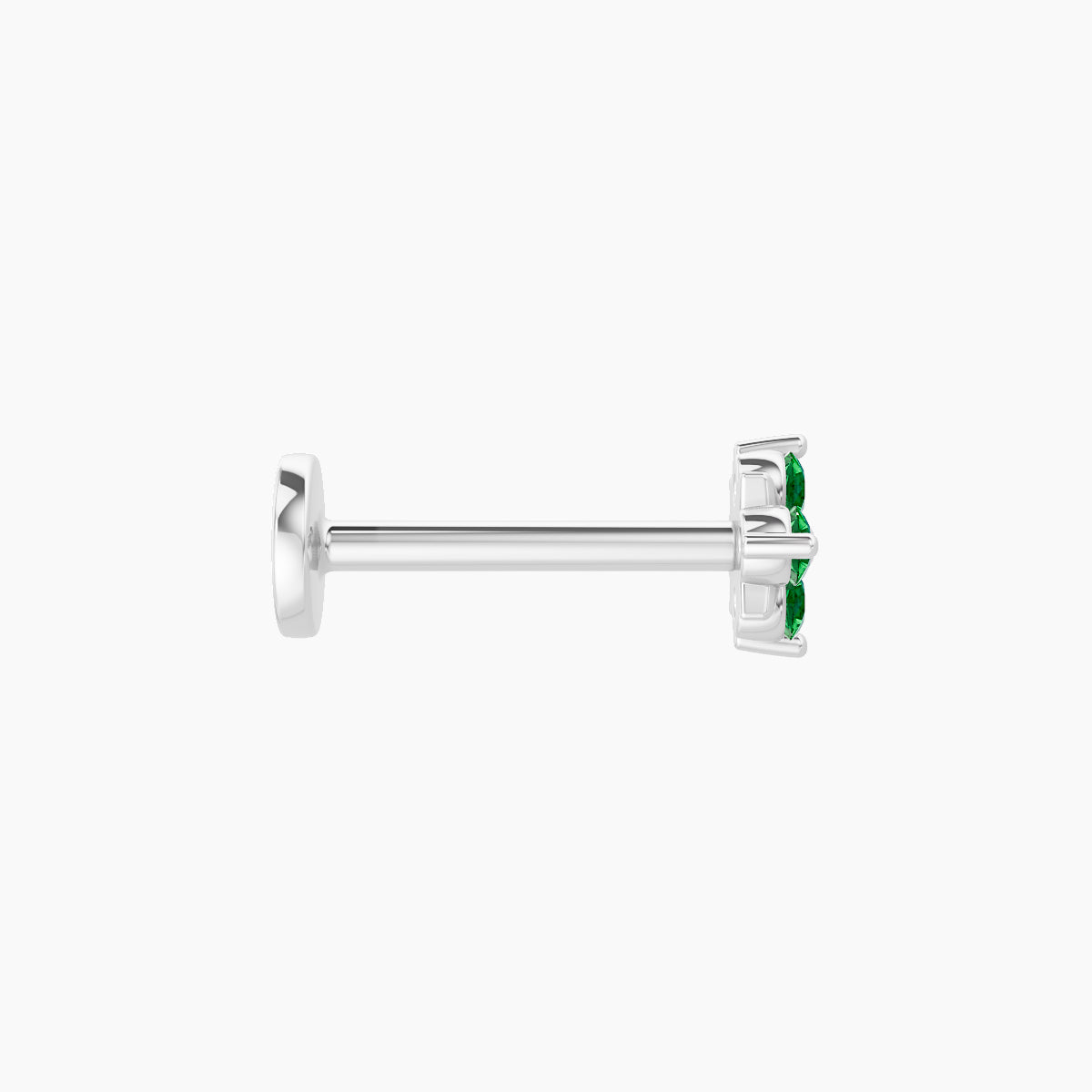 Nymph | 18k White Gold 8 mm 4.5 mm Flower Emerald Piercing