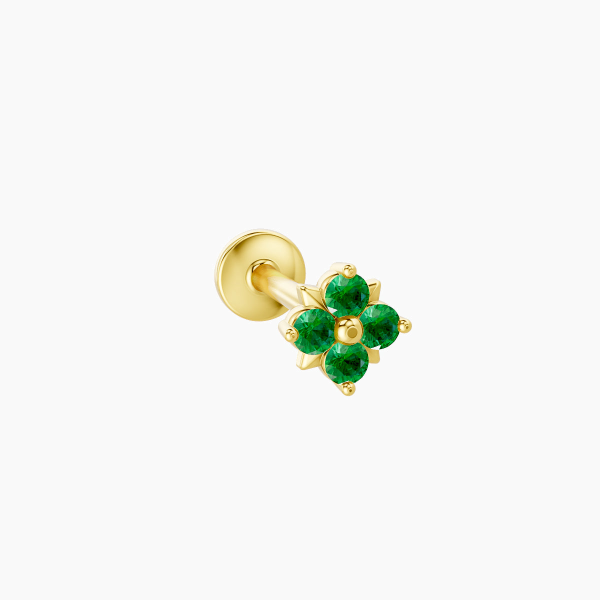 Nymph | 18k Yellow Gold 8 mm 4.5 mm Flower Emerald Piercing