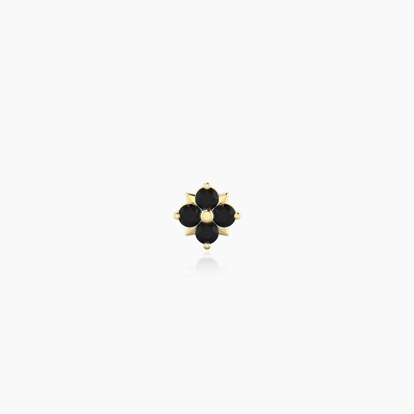 Nymph | 18k Yellow Gold 8 mm 4.5 mm Flower Black Diamond Piercing