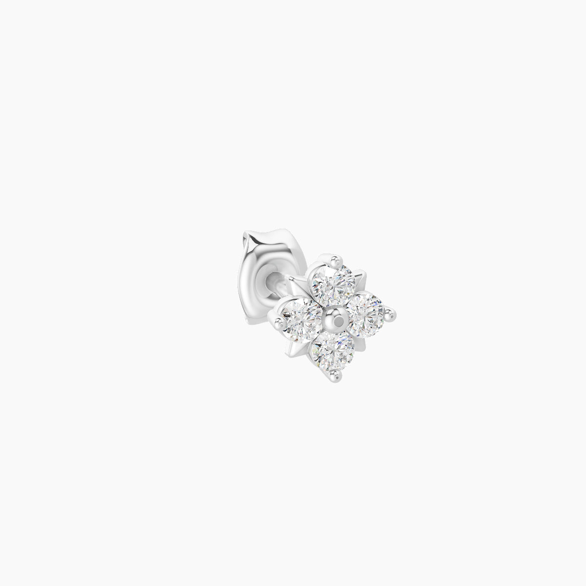 Nymph | 18k White Gold 4.5 mm Flower Diamond Earring
