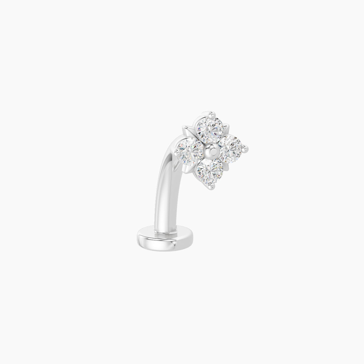 Nymph | 18k White Gold 5 mm 10 mm Flower Diamond Floating Navel Piercing