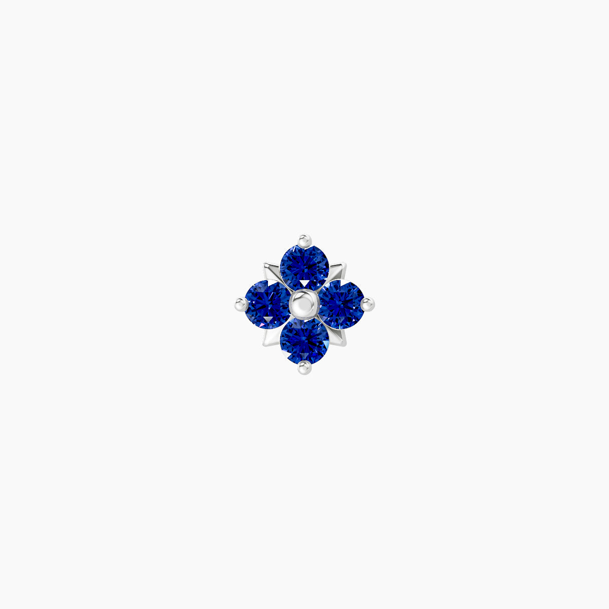 Nymph | 18k White Gold 5 mm 5 mm Flower Sapphire Nose Piercing
