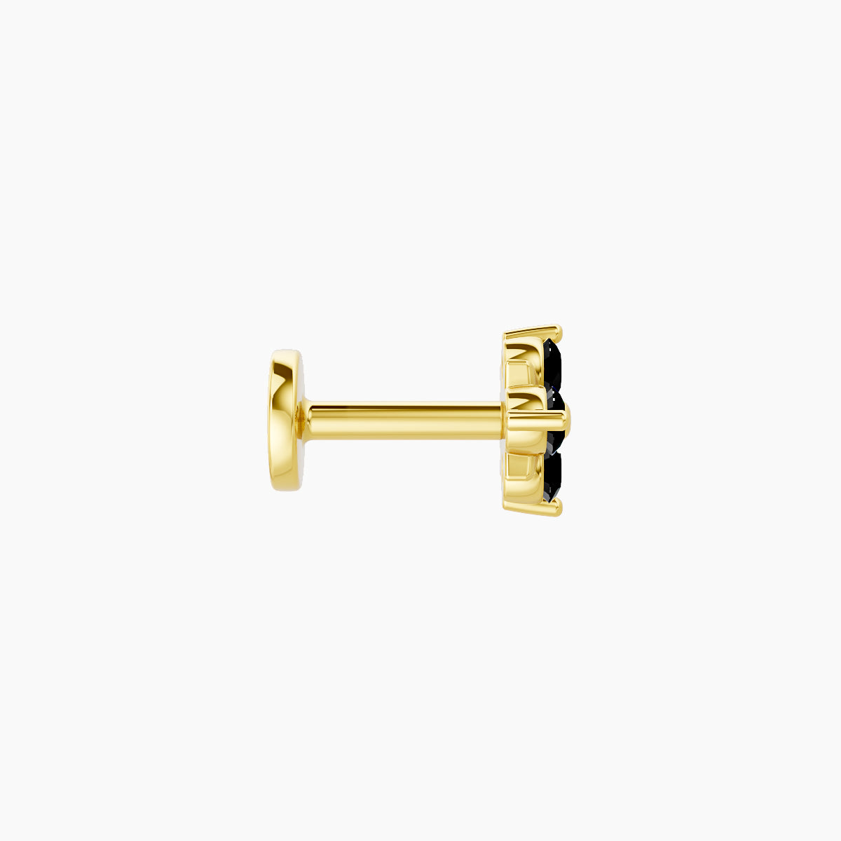 Nymph | 18k Yellow Gold 5 mm 5 mm Flower Black Diamond Nose Piercing