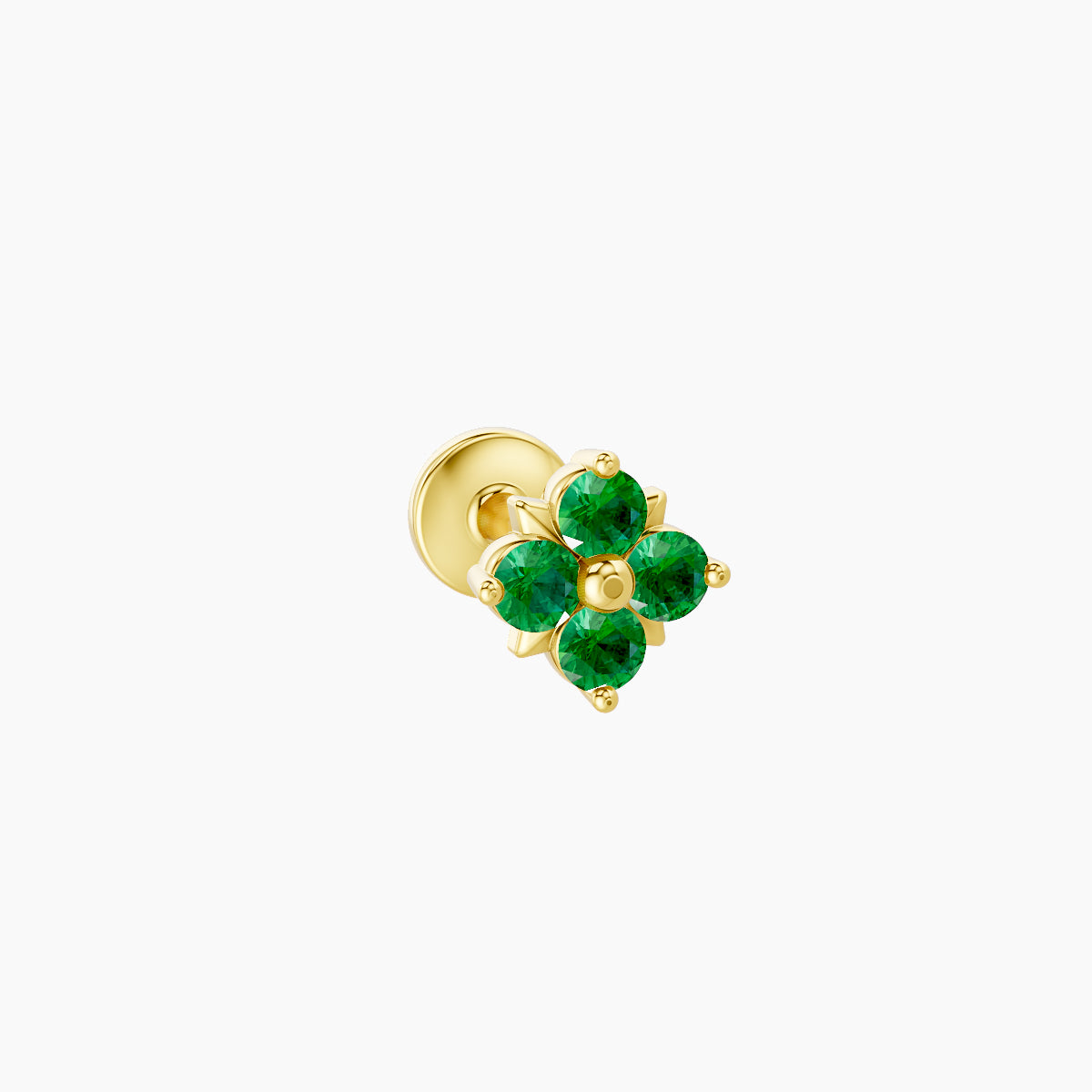 Nymph | 18k Yellow Gold 5 mm 5 mm Flower Emerald Piercing