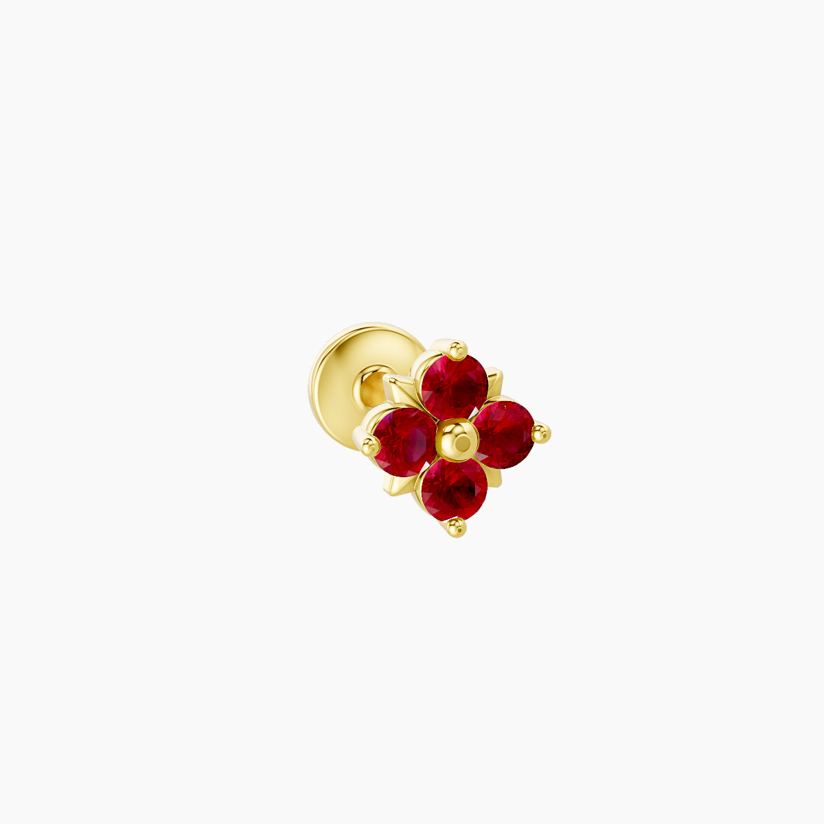 Nymph | 18k Yellow Gold 5 mm 5 mm Flower Ruby Piercing