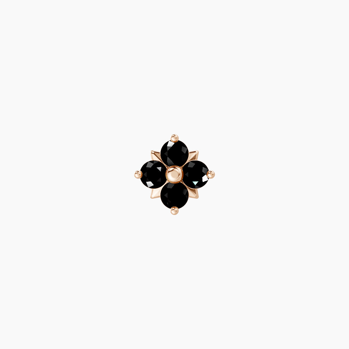 Nymph | 18k Rose Gold 6.5 mm 5 mm Flower Black Diamond Nose Piercing