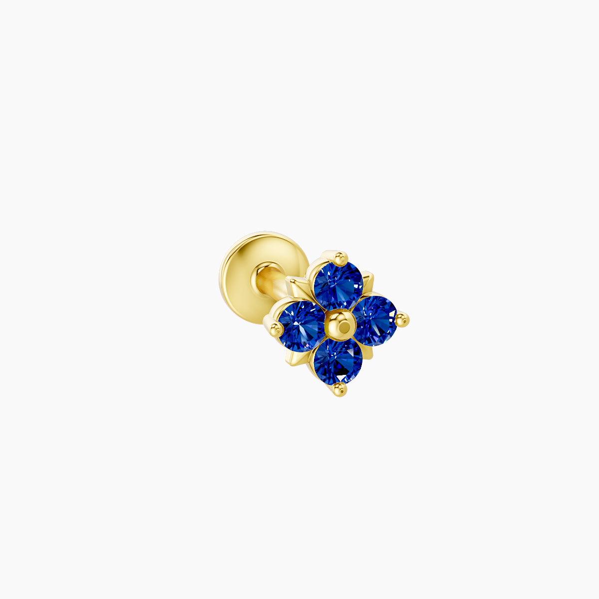 Nymph | 18k Yellow Gold 6.5 mm 5 mm Flower Sapphire Nose Piercing