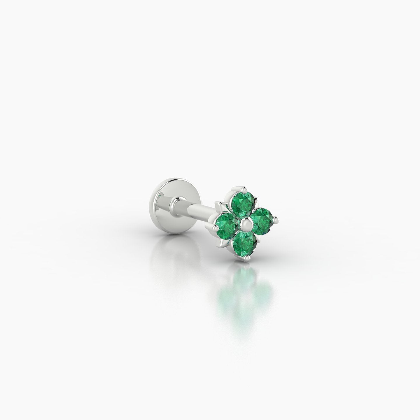 Nymph | 18k White Gold 6.5 mm 5 mm Flower Emerald Nose Piercing
