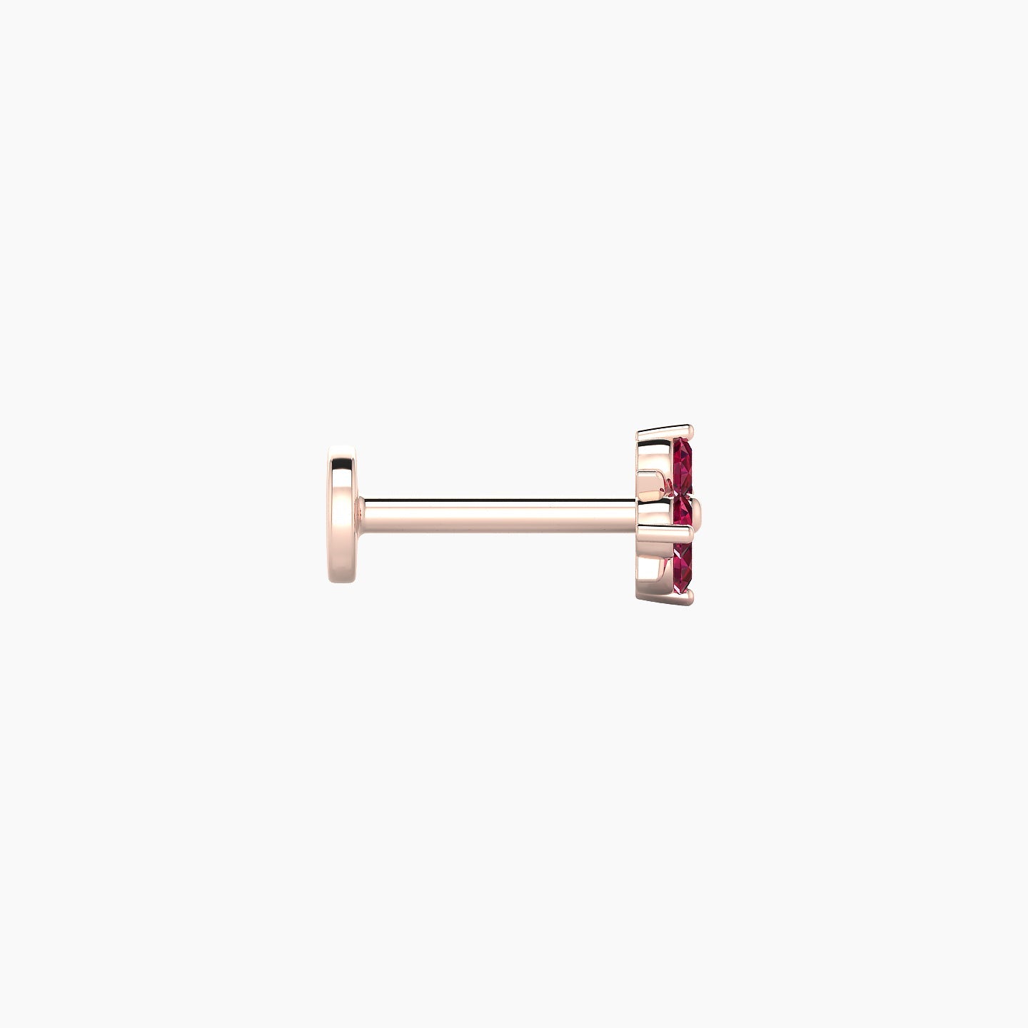 Nymph | 18k Rose Gold 6.5 mm 5 mm Flower Ruby Nose Piercing