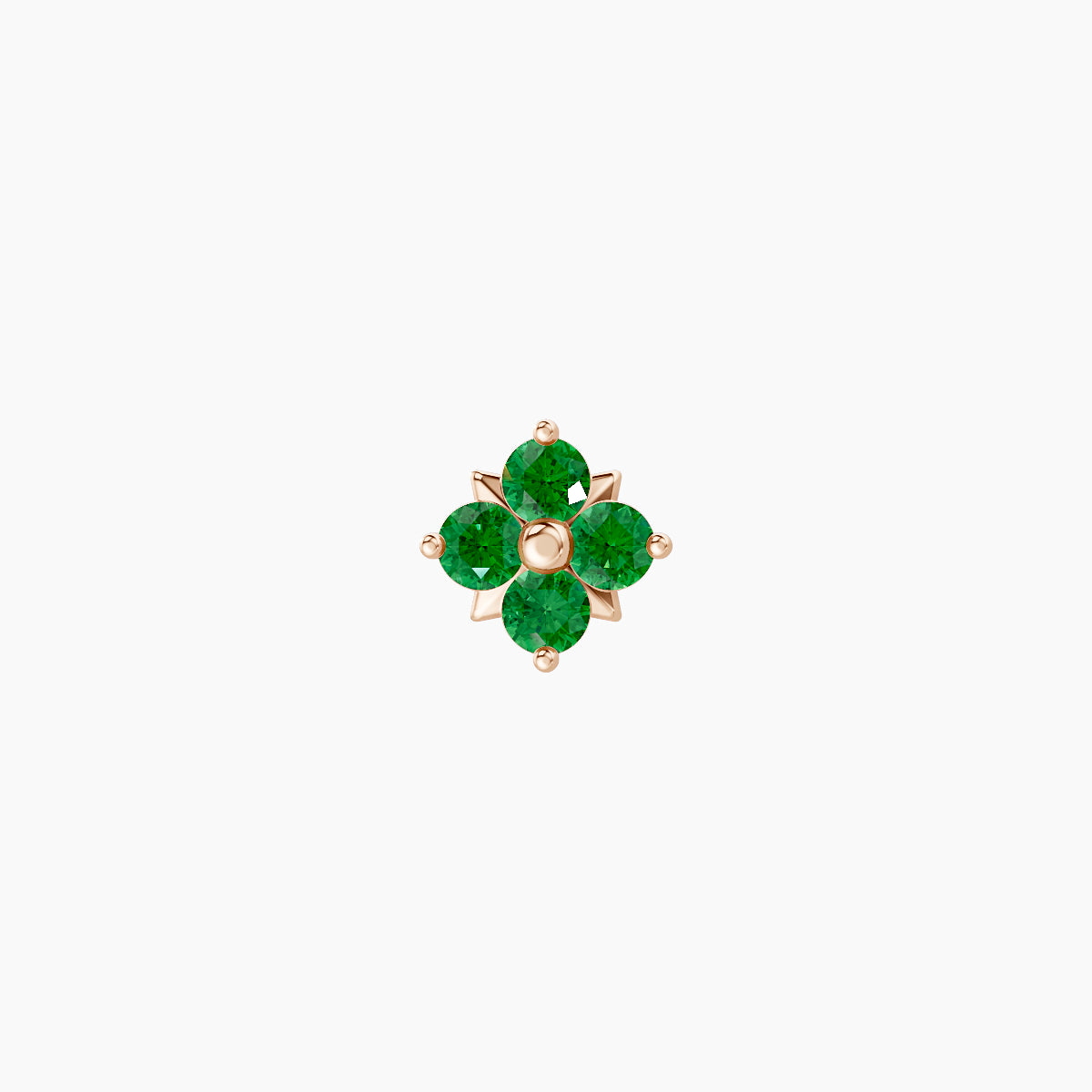 Nymph | 18k Rose Gold 6.5 mm 5 mm Flower Emerald Piercing